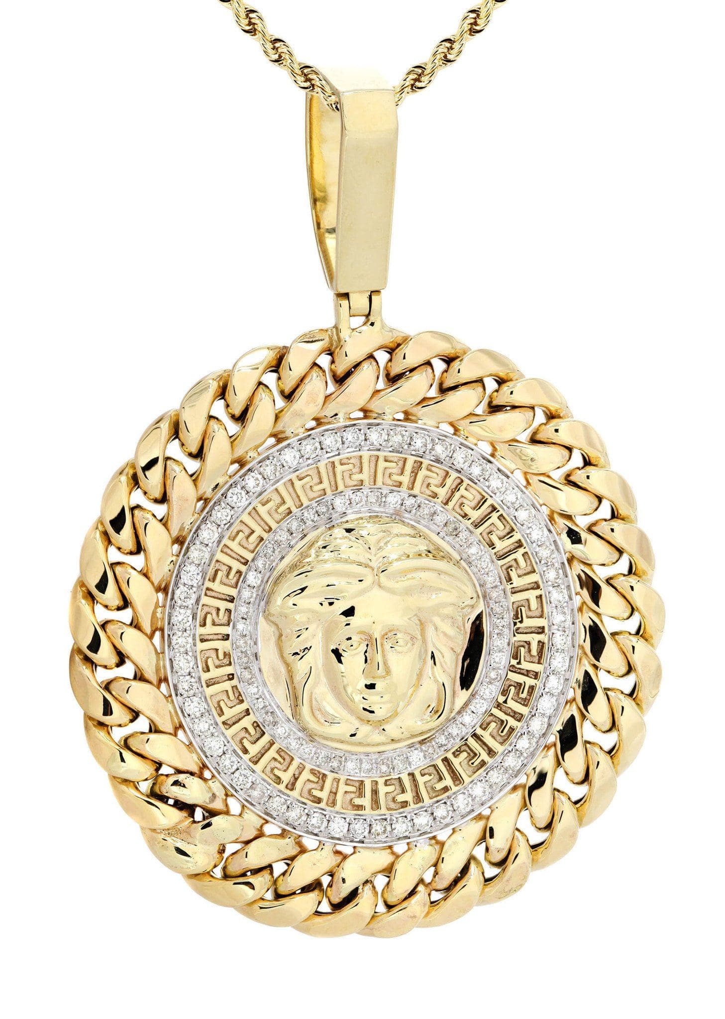 10K Yellow Gold Medusa Diamond Necklace  | 1.36 Carats - Image 2