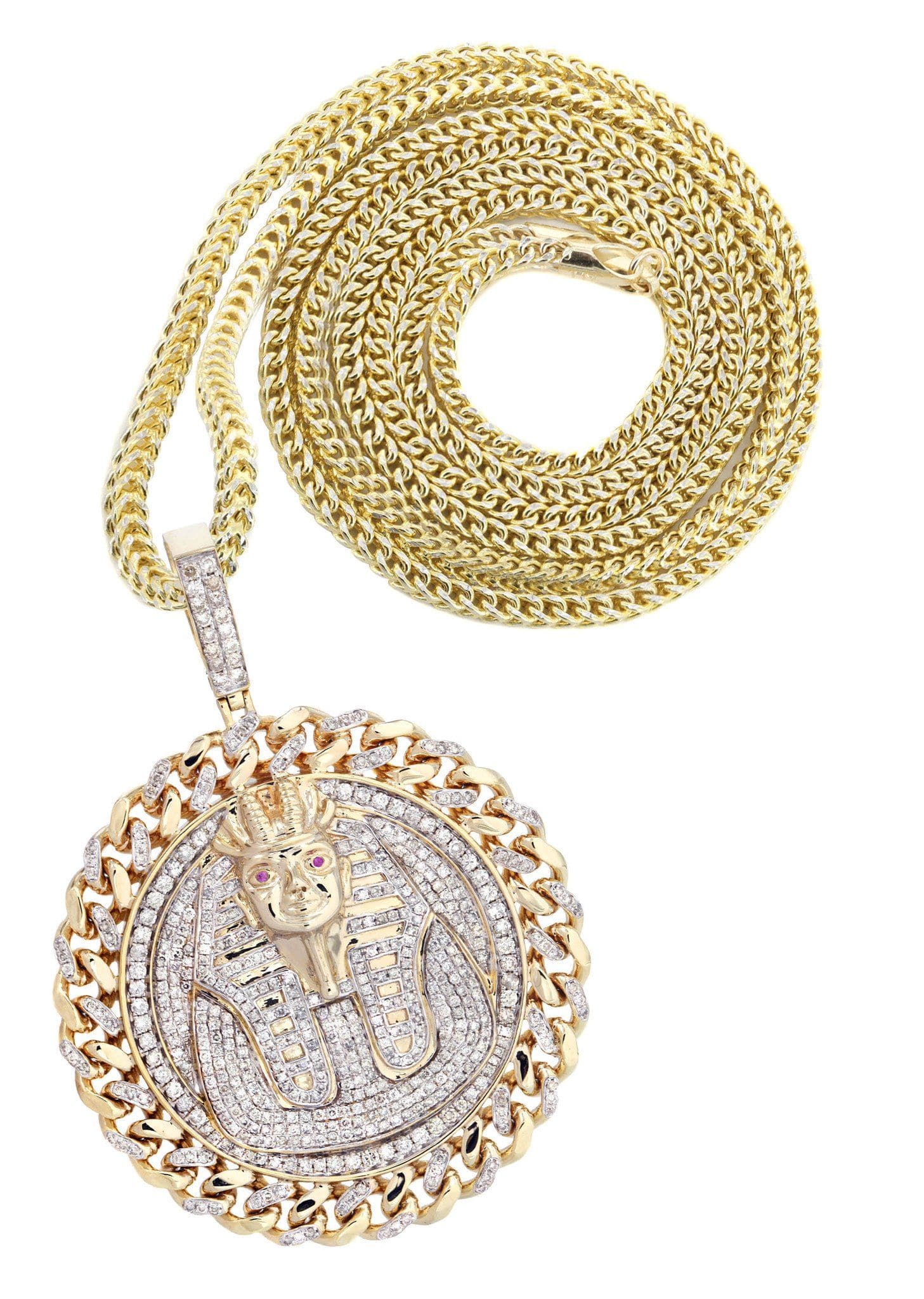 10K Yellow Gold Pharaoh Diamond Necklace | 4.44 Carats