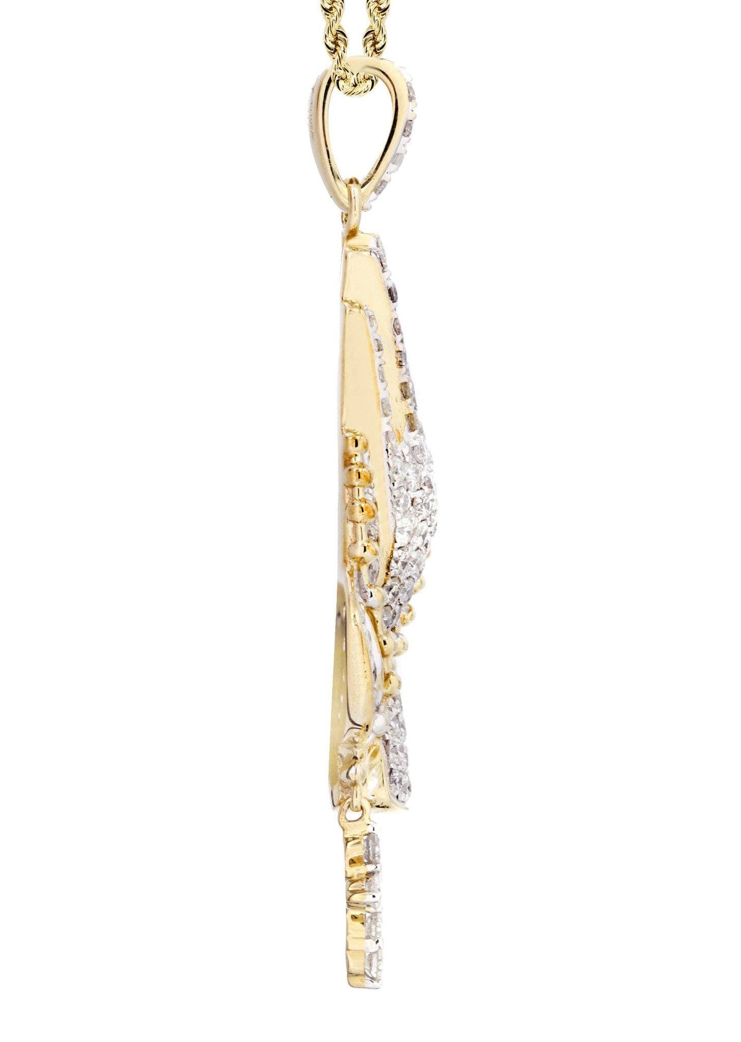 10K Yellow Gold Praying Hands Diamond Necklace | 5 Carats - Image 4