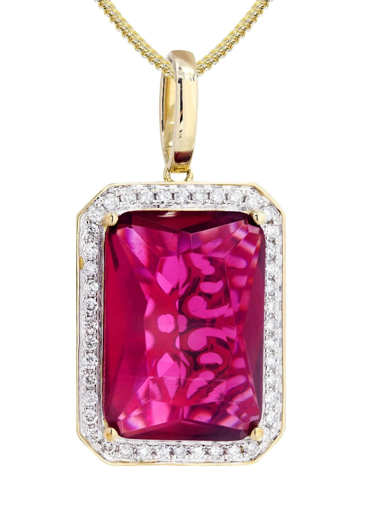 10K Yellow Gold Ruby Diamond Necklace  | 1.36 Carats - Image 2