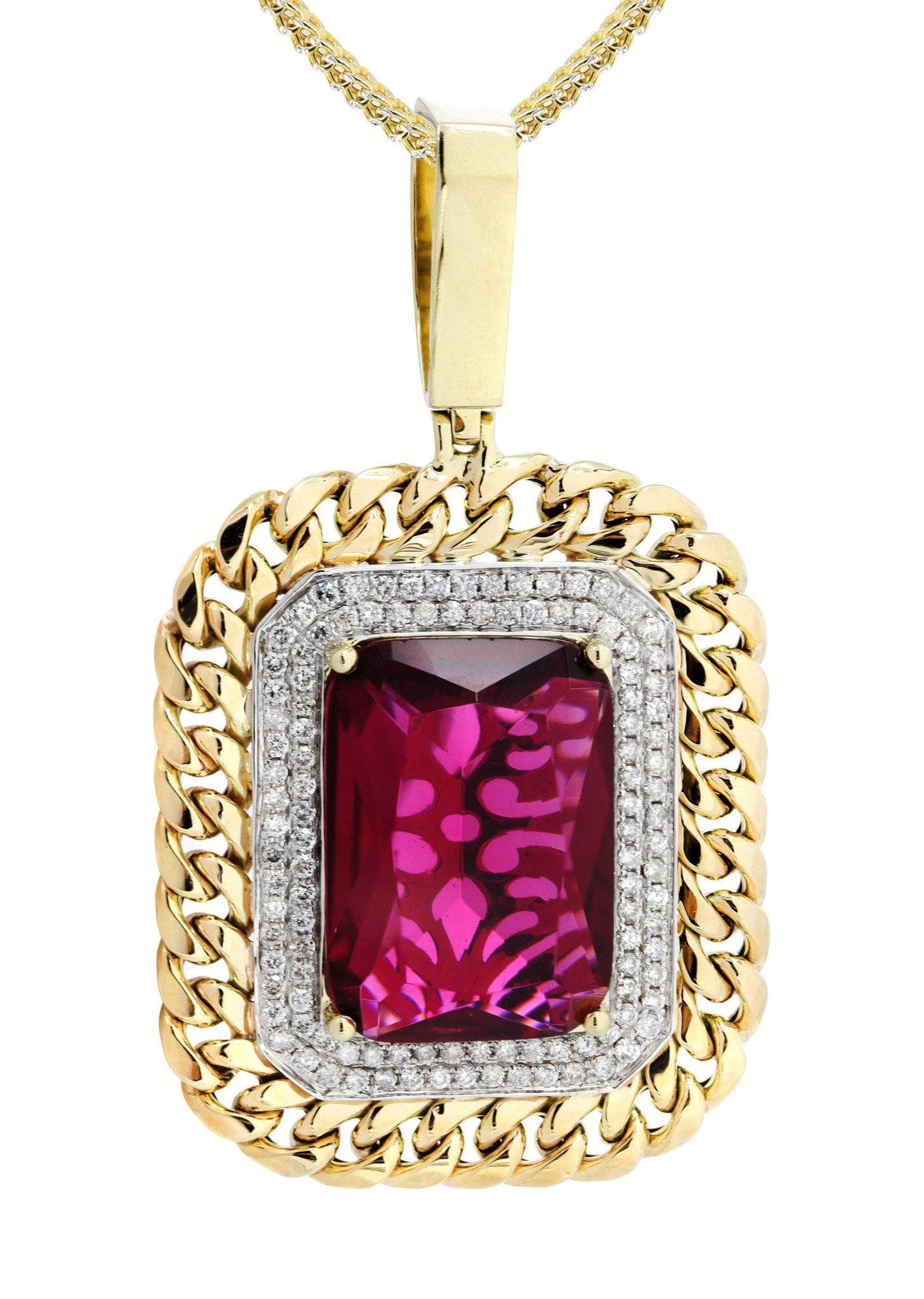 10K Yellow Gold Ruby Diamond Necklace  | 1.43 Carats - Image 2