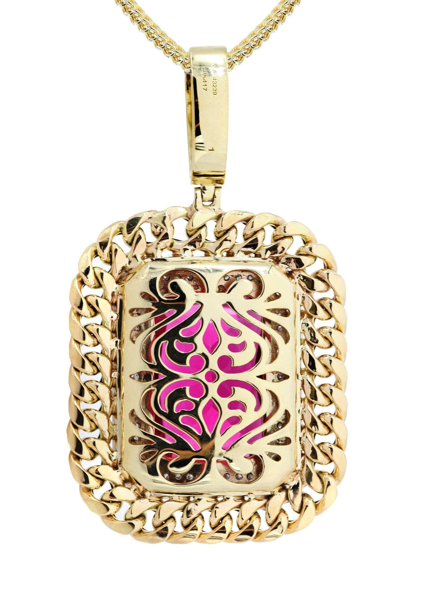 10K Yellow Gold Ruby Diamond Necklace  | 1.43 Carats - Image 3