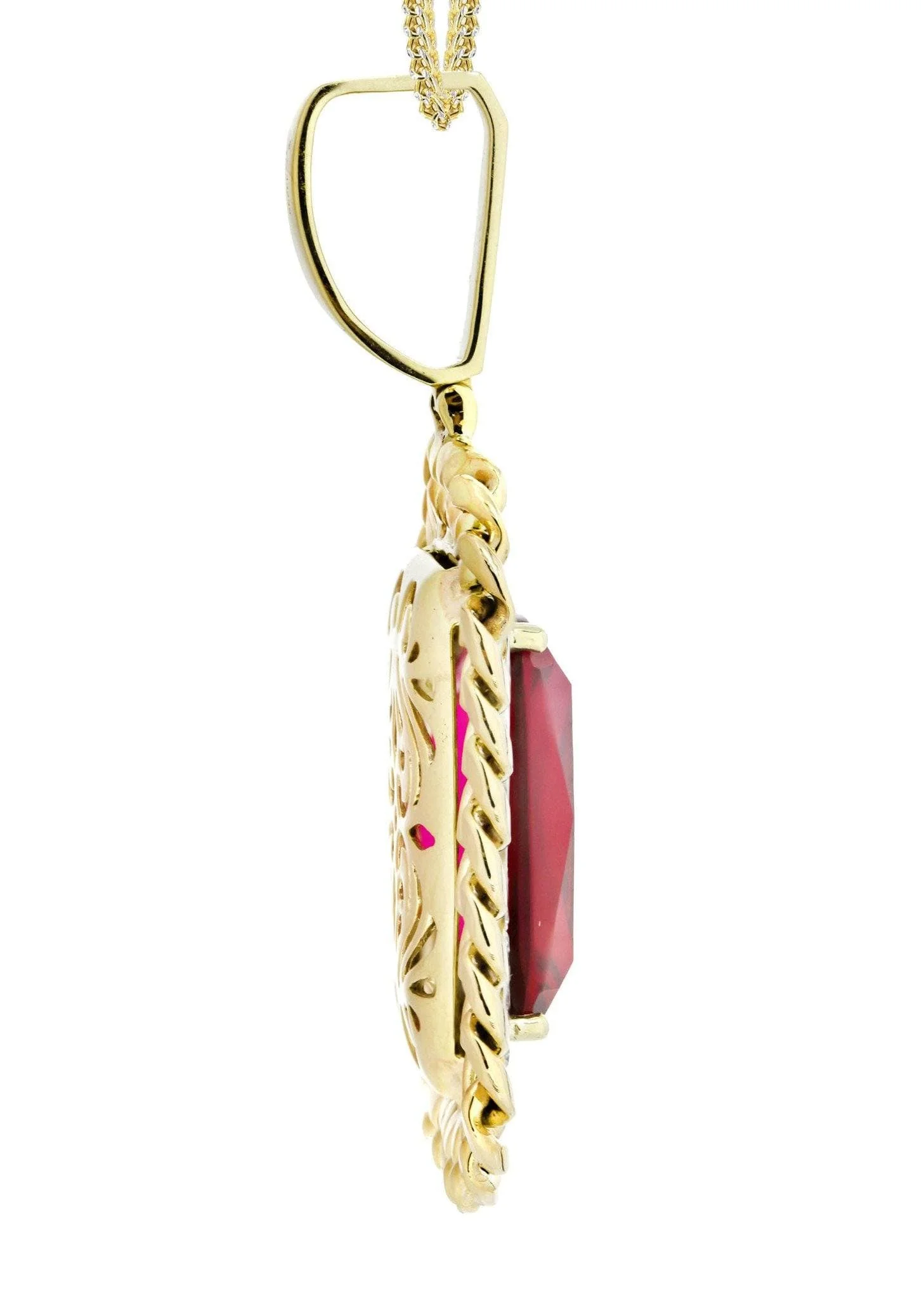 10K Yellow Gold Ruby Diamond Necklace  | 1.43 Carats - Image 4