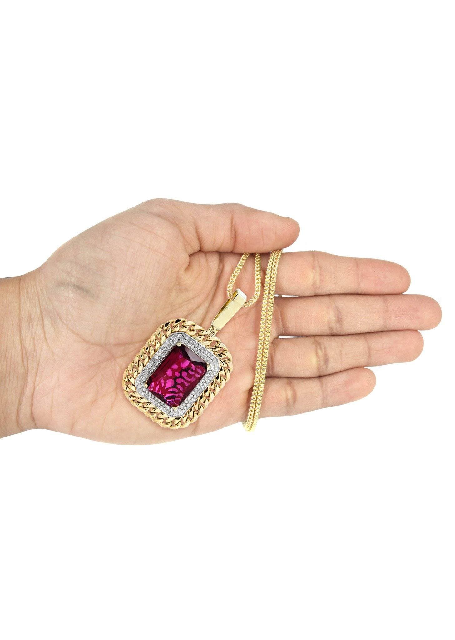 10K Yellow Gold Ruby Diamond Necklace  | 1.43 Carats - Image 5