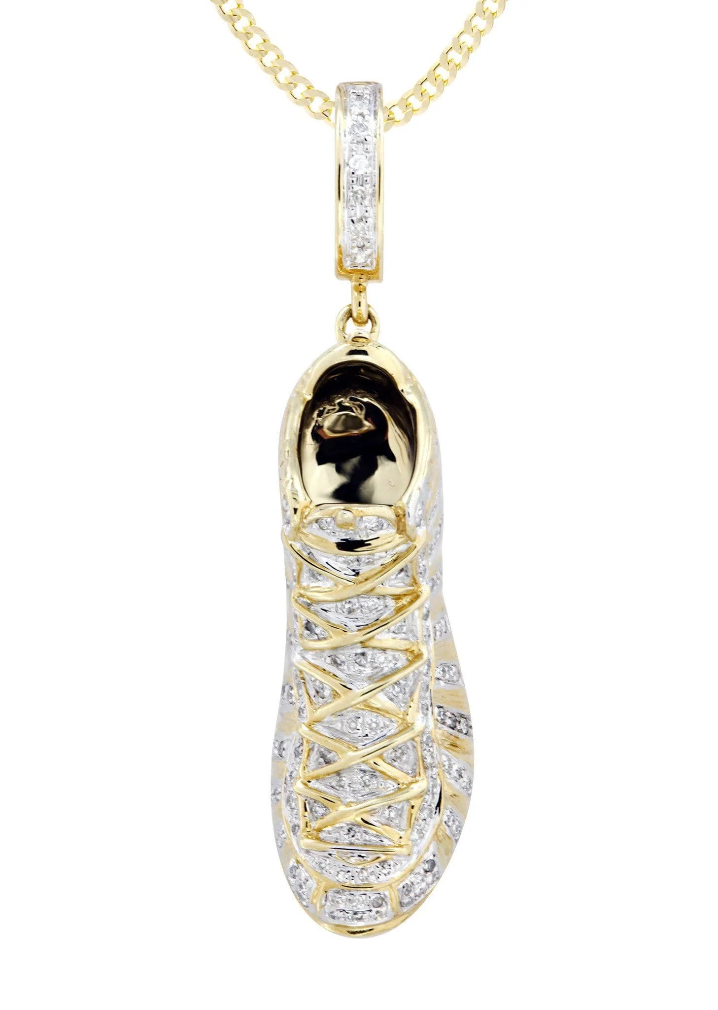 10K Yellow Gold Sneaker Diamond Necklace  | 0.68 Carats - Image 2