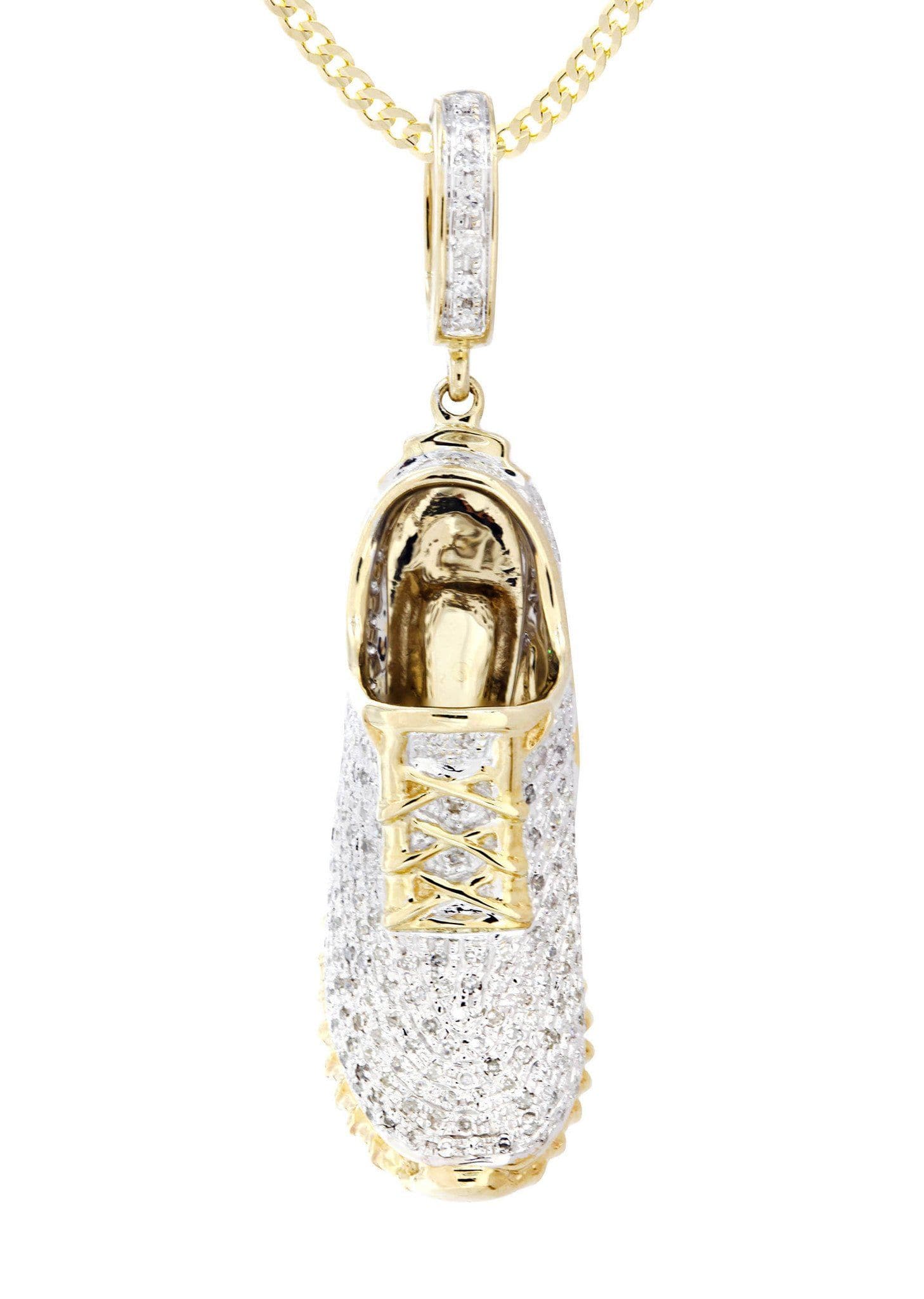 10K Yellow Gold Sneaker Diamond Necklace | 1.13 Carats - Image 2