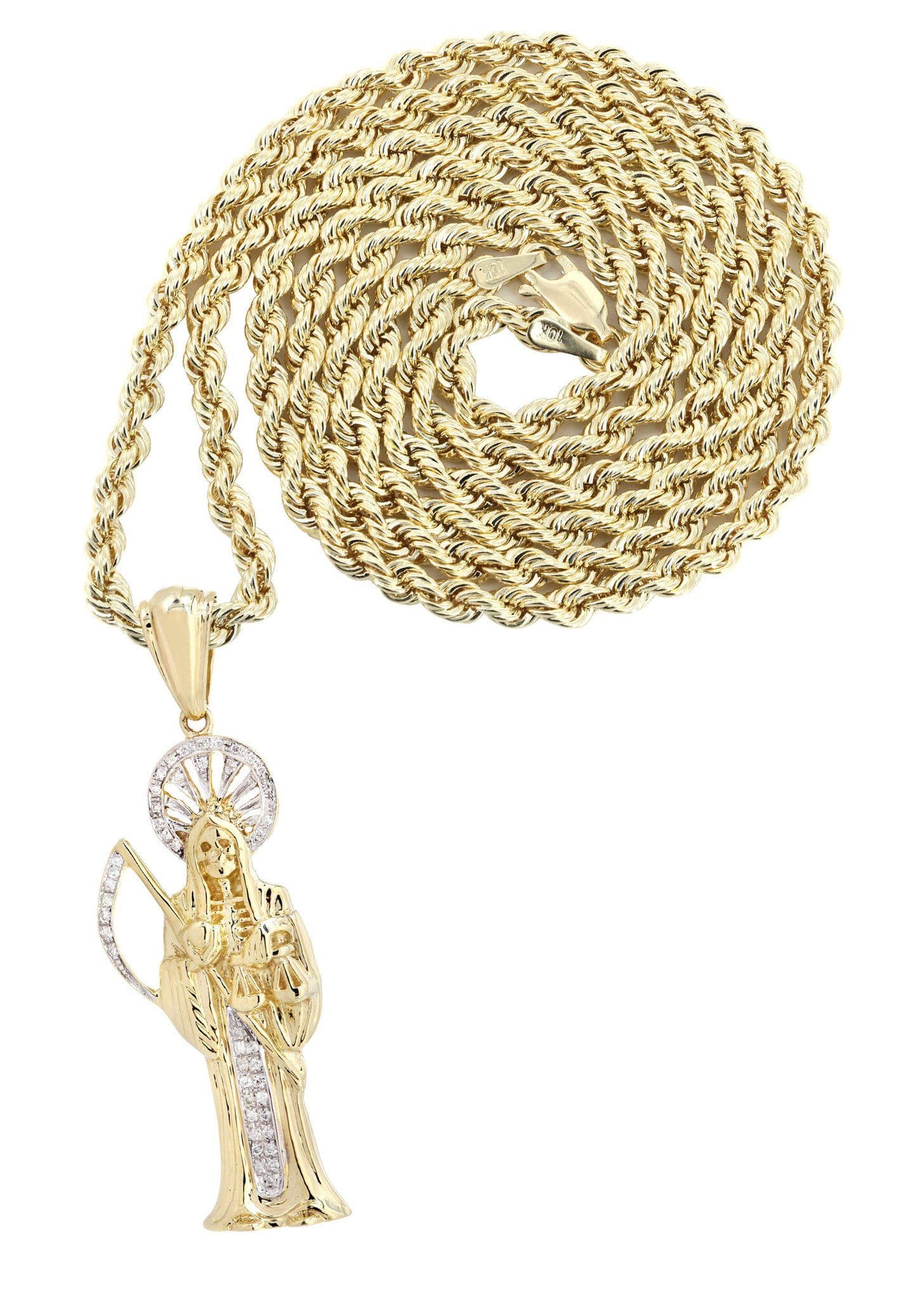10K Yellow Gold St. Death Diamond Necklace  | 0.17 Carats