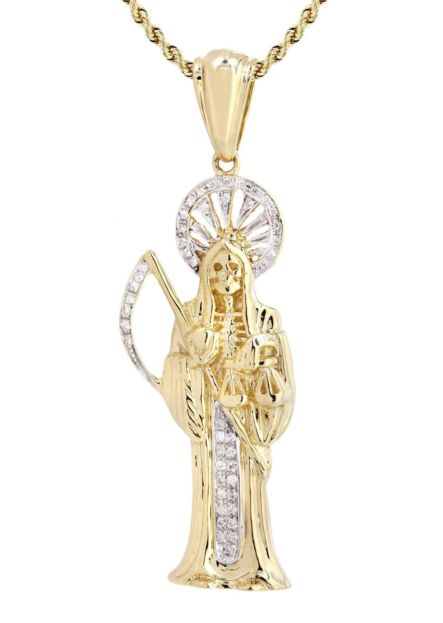 10K Yellow Gold St. Death Diamond Necklace  | 0.17 Carats - Image 2