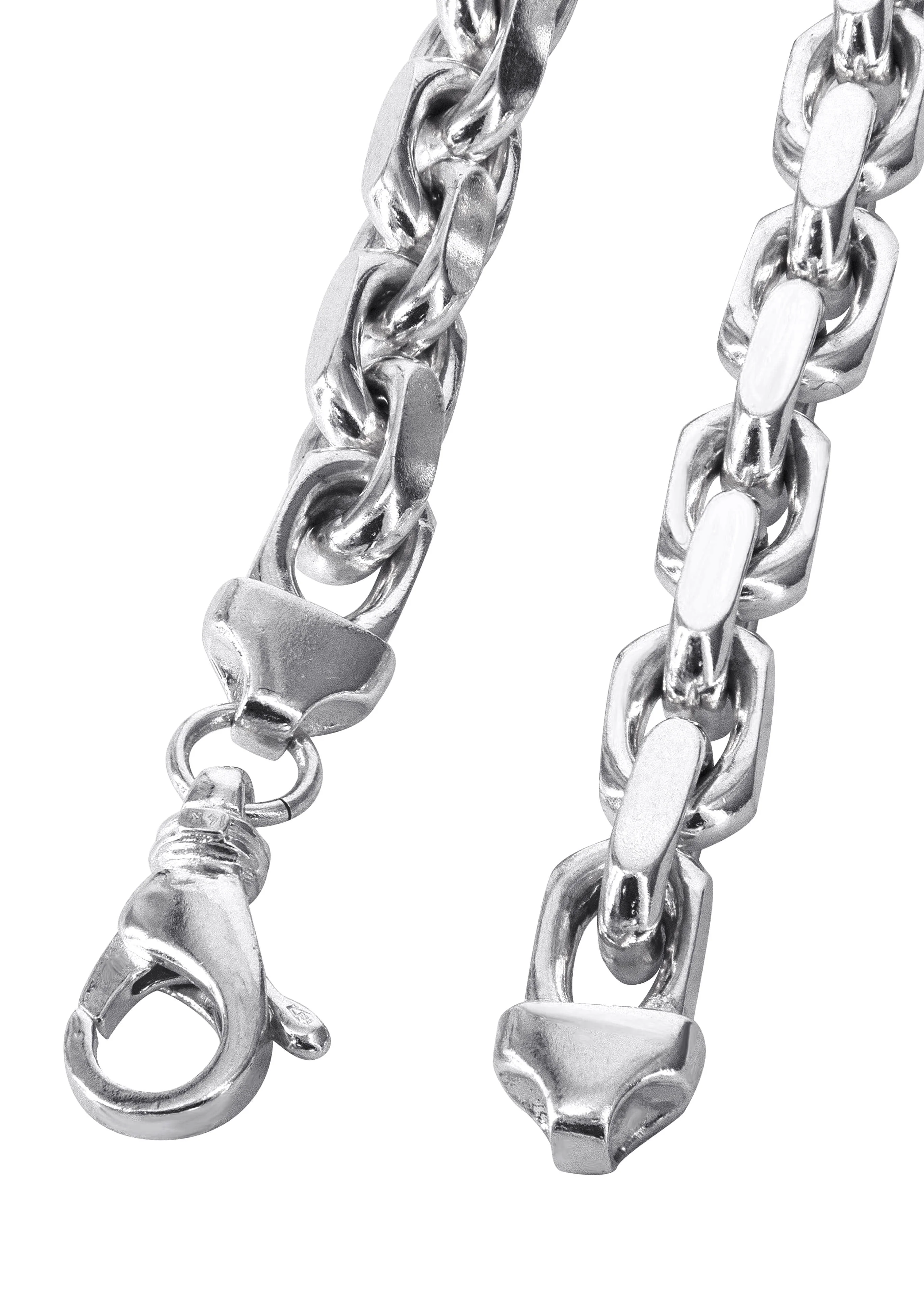 10K White Gold Chain - Mens Semi Solid Hermes Link Chain - Image 4