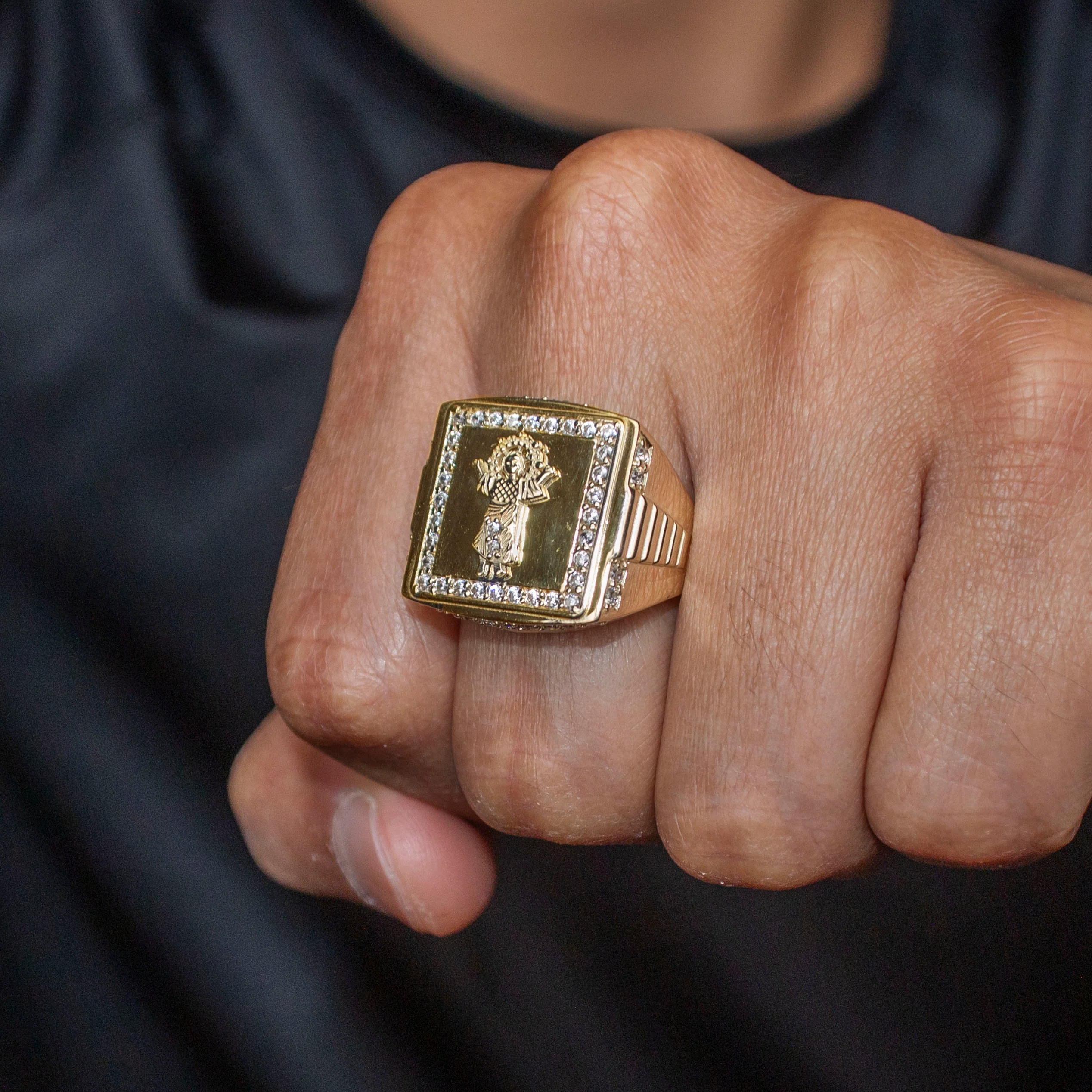 10K Gold Cz Baby Jesus Ring For Men | 6 Grams - Image 5