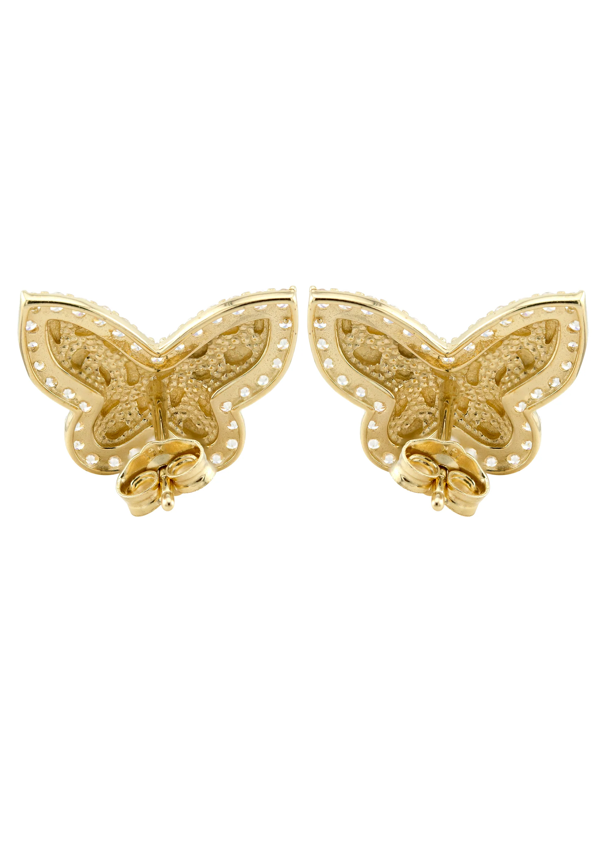 10K Gold Butterfly Nugget Earrings | Appx 0.6 Inches Wide | Style #125 - Image 3