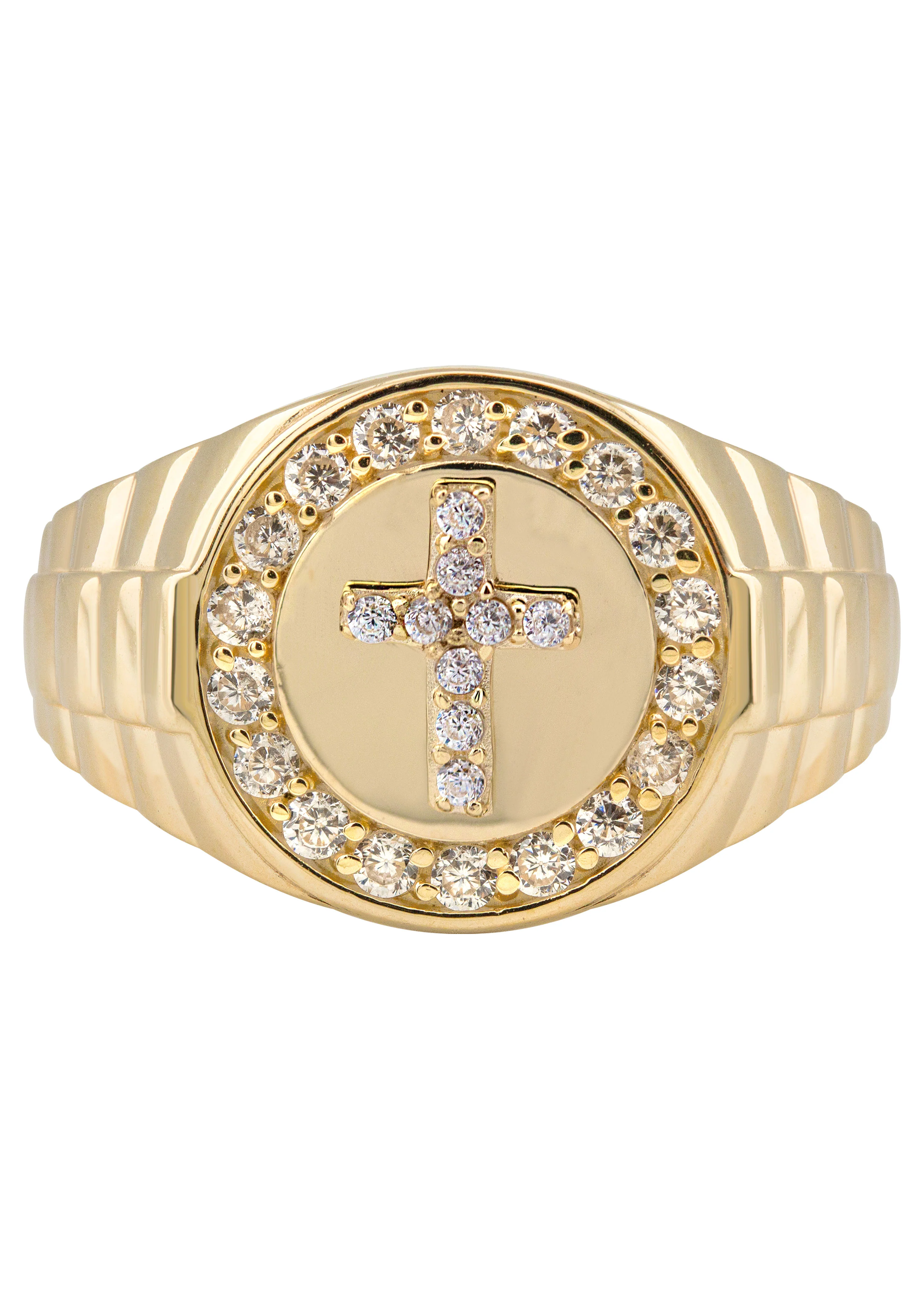 10K Gold Cz Cross Ring For Men | 2.6 Grams