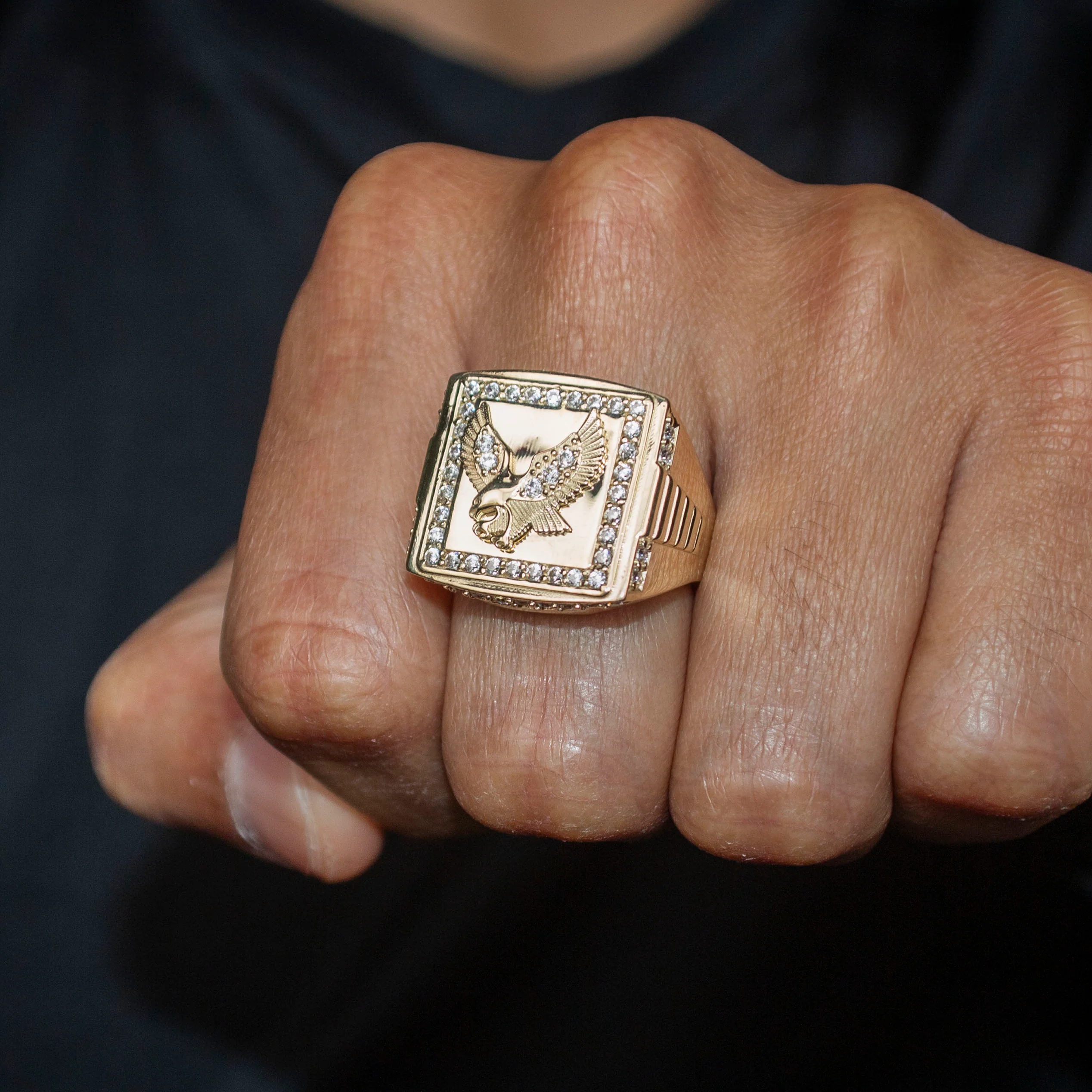 10K Gold Cz Eagle Ring For Men | 6 Grams - Image 2