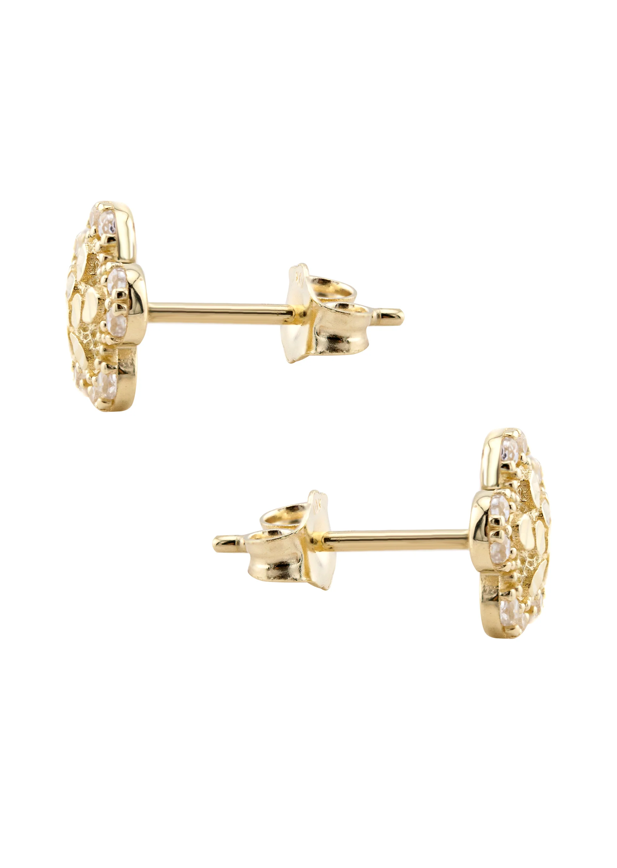 10K Gold Flower Nugget Earrings | Appx 0.3 Inches Wide | Style #97 - Image 2