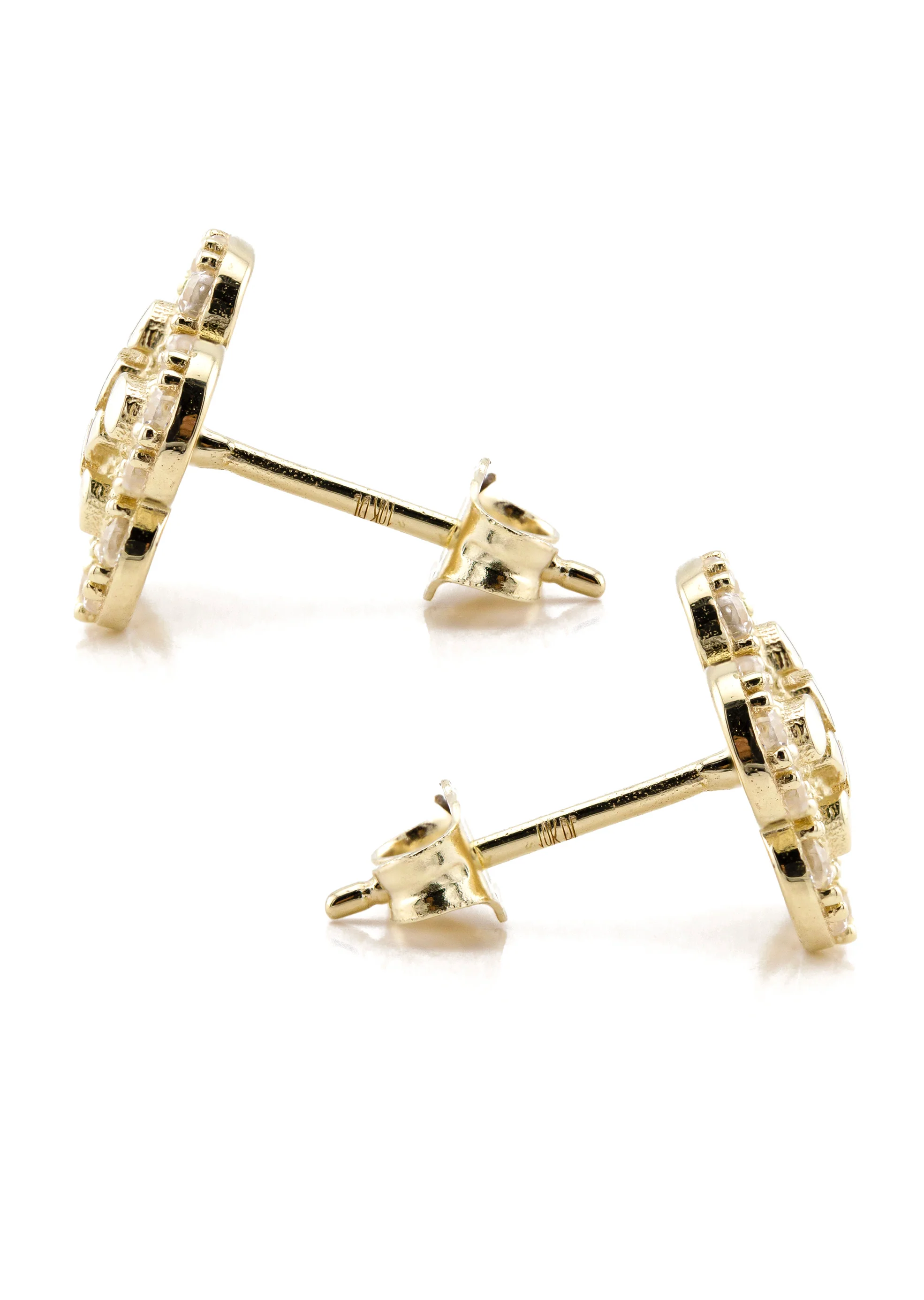 10K Gold Flower Nugget Earrings | Appx 0.4 Inches Wide | Style #93 - Image 2