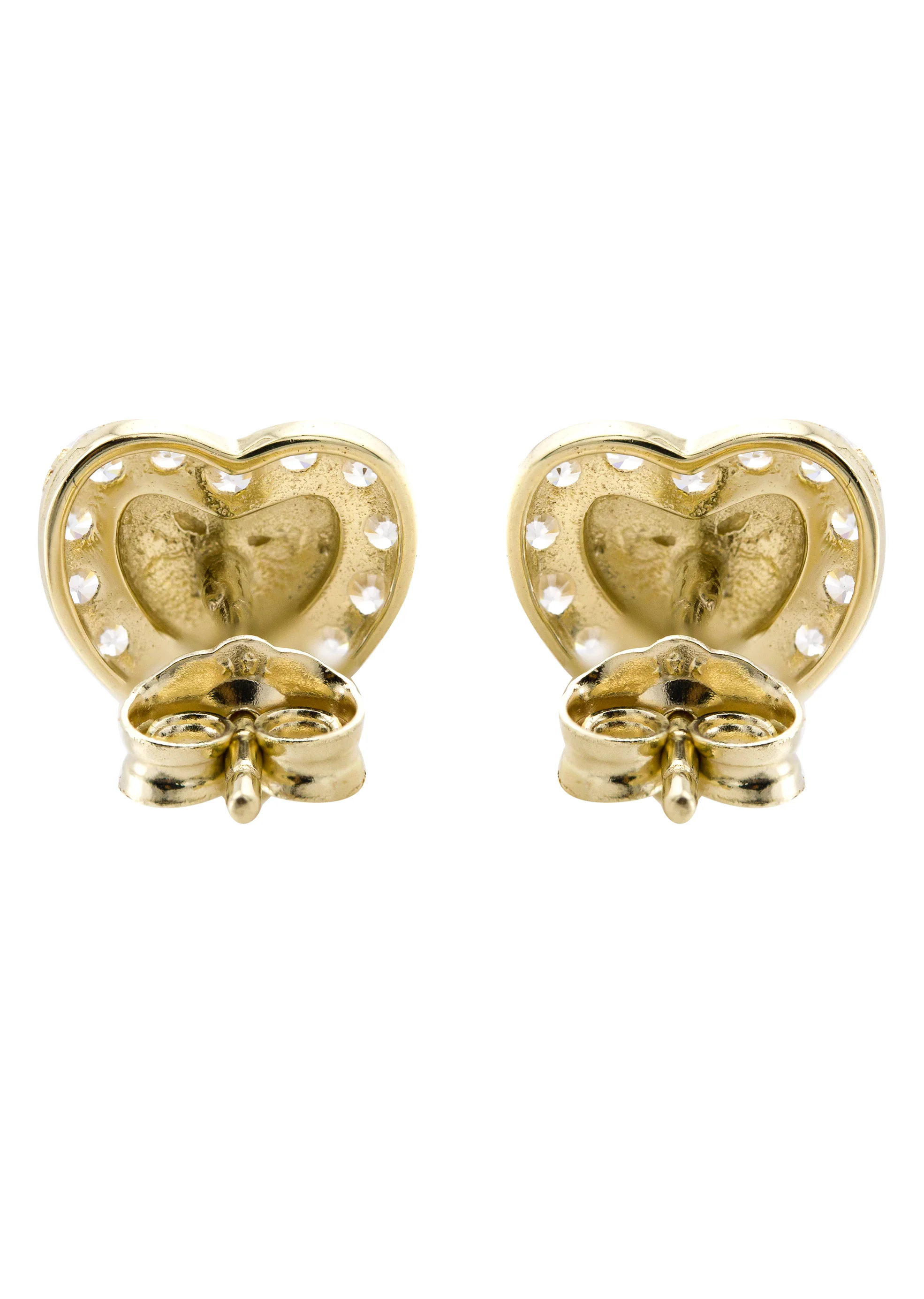 10K Gold Heart Nugget Earrings | Appx 0.3 Inches Wide | Style #77 - Image 3