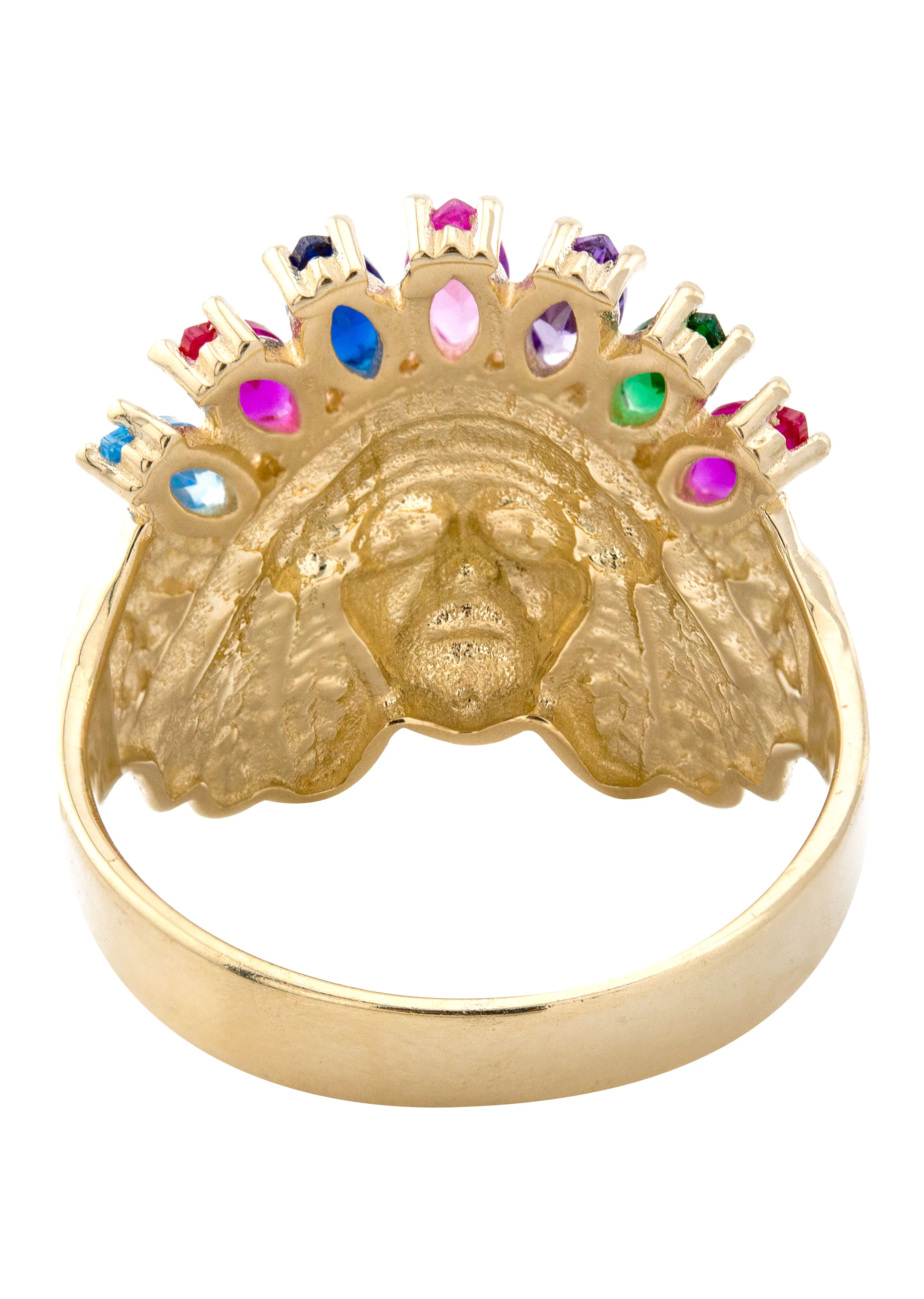 10K Gold Cz Indian Chief Ring For Men | 3.4 Grams - Image 3