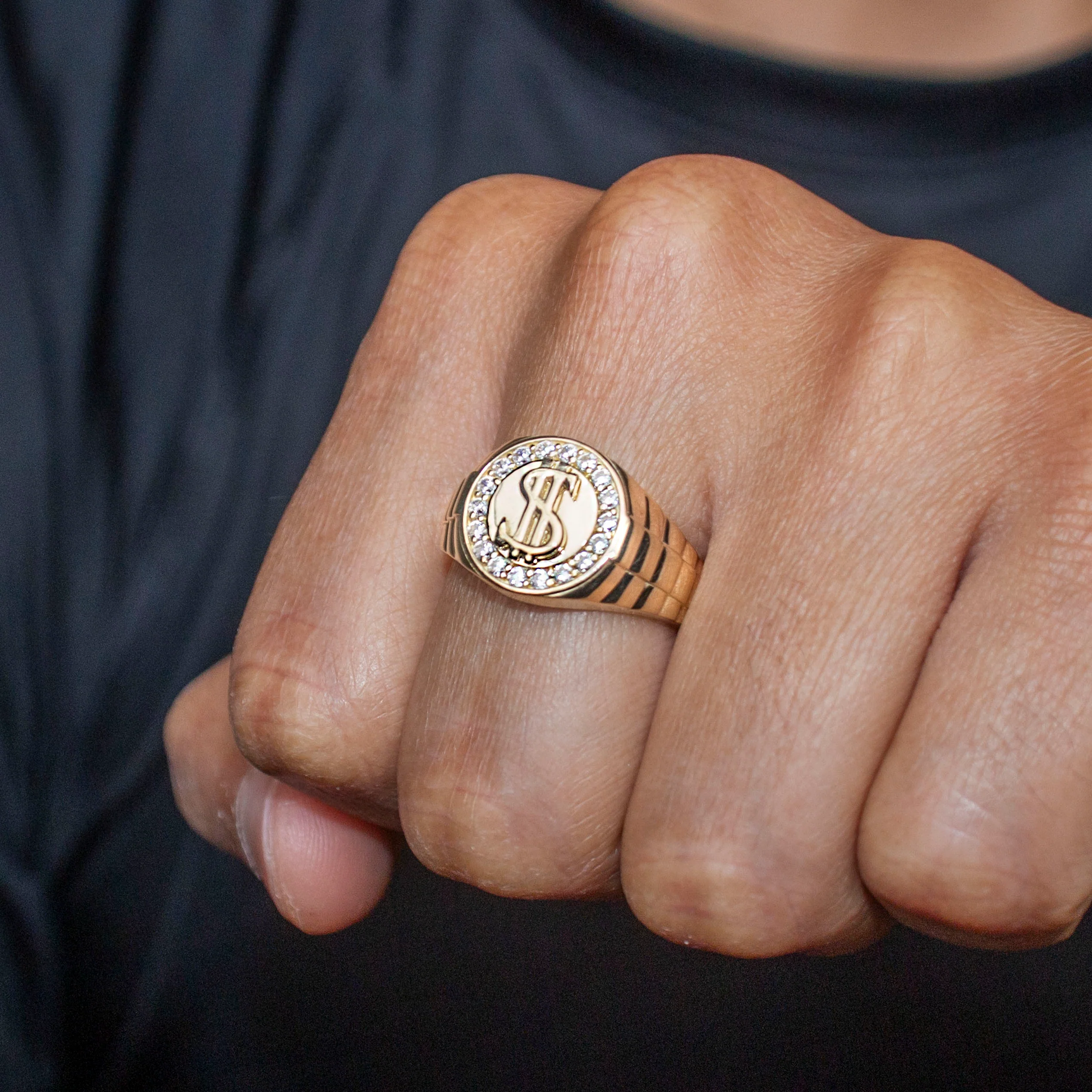 10K Gold Cz Money Sign Ring For Men | 2.6 Grams - Image 2