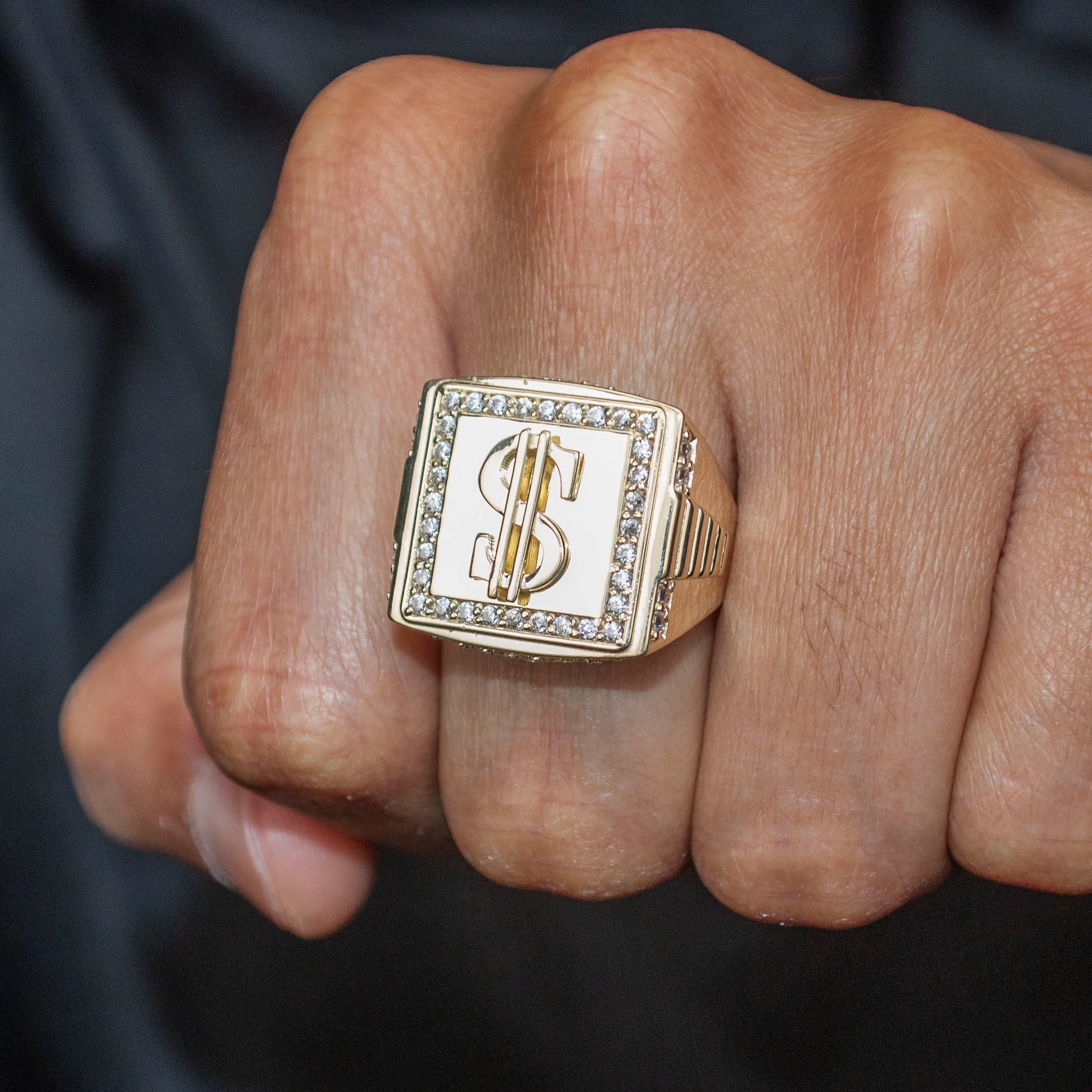 10K Gold Cz Money Sign Ring For Men | 6 Grams - Image 2