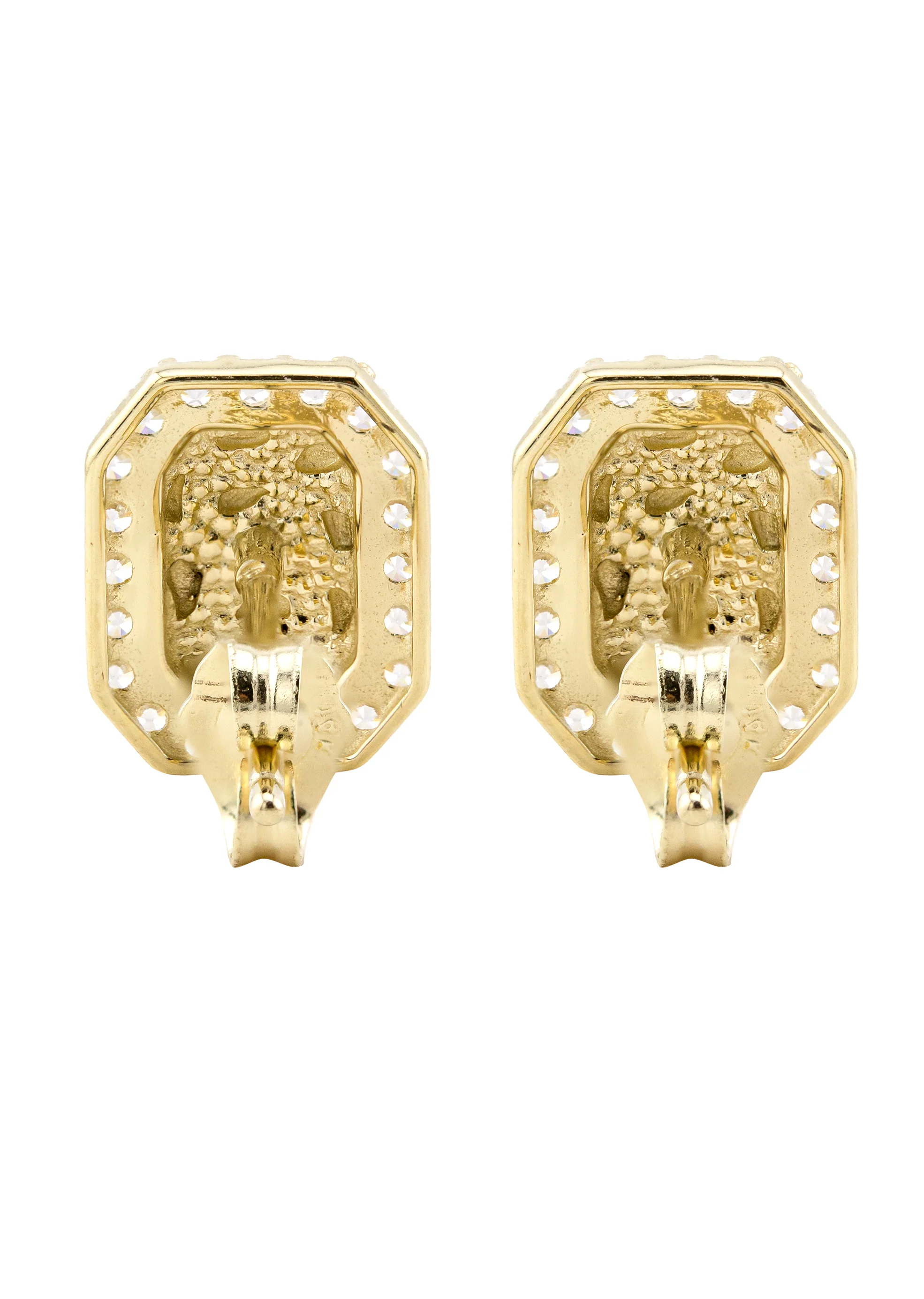 10K Gold Nugget Earrings | Appx 0.3 Inches Wide | Style #61 - Image 3