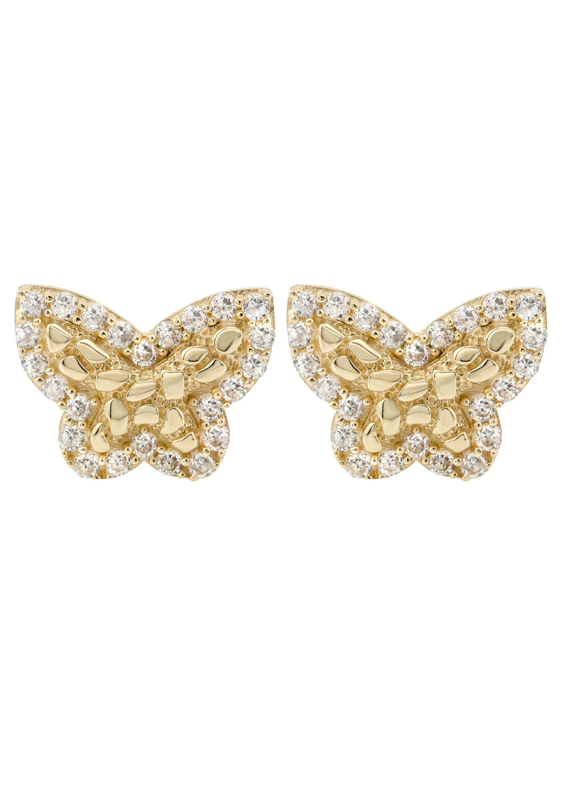 10K Gold Butterfly Nugget Earrings | Appx 0.5 Inches Wide | Style #129