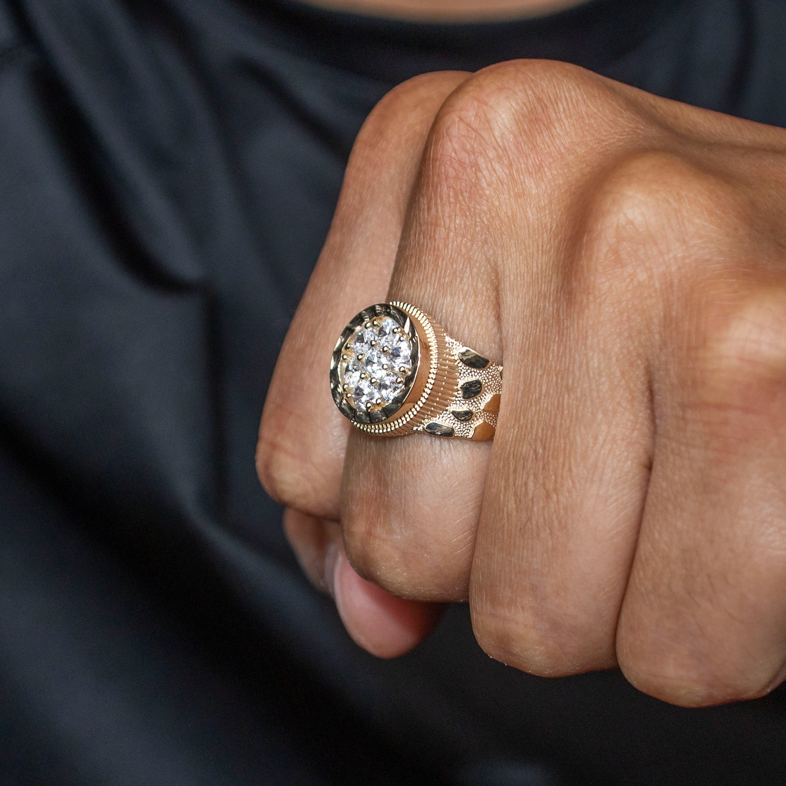 10K Gold Cz Nugget Ring For Men | 2.6 Grams - Image 2