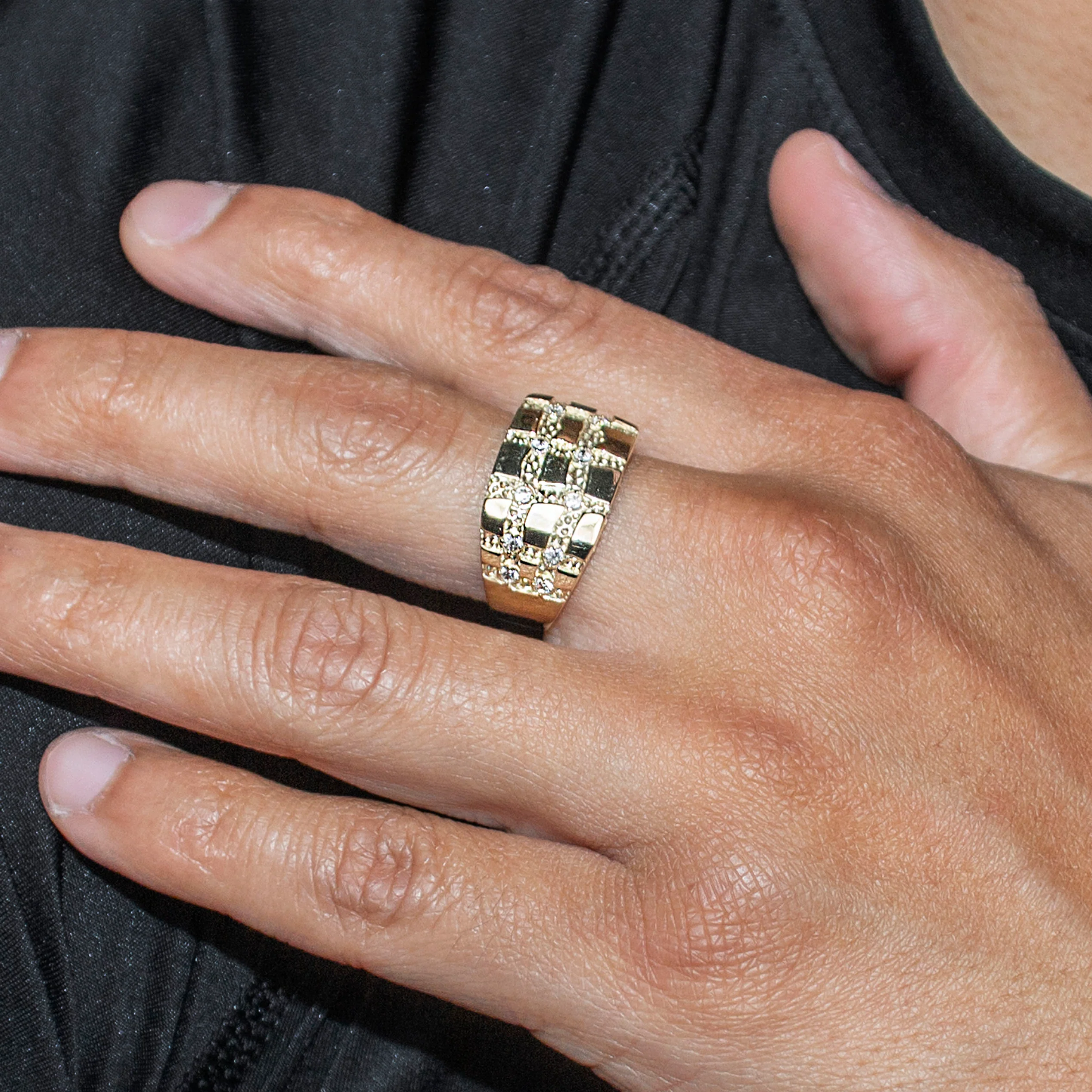 10K Gold Cz Nugget Ring For Men | 5 Grams - Image 4