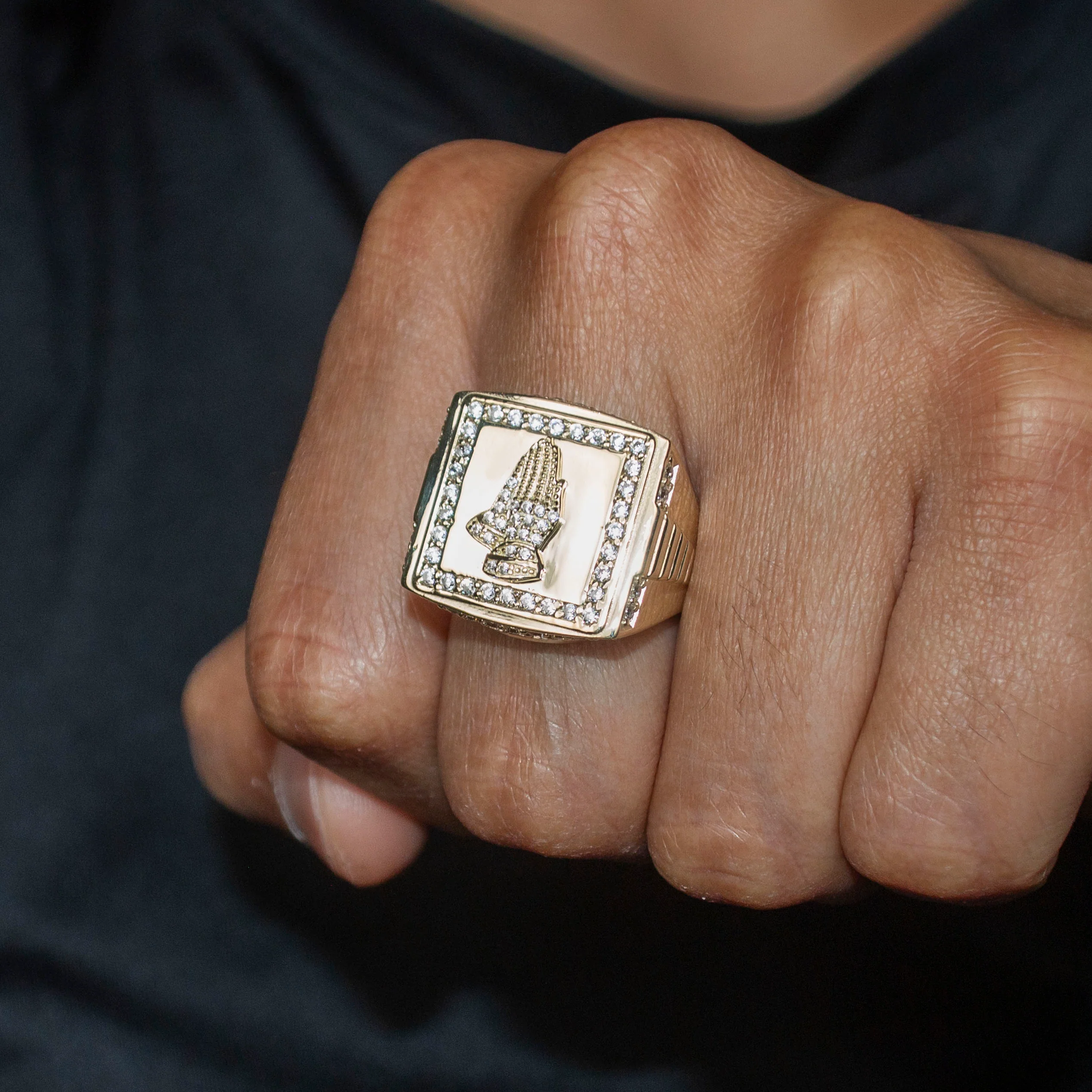 10K Gold Cz Praying Hands Ring For Men | 6 Grams - Image 2