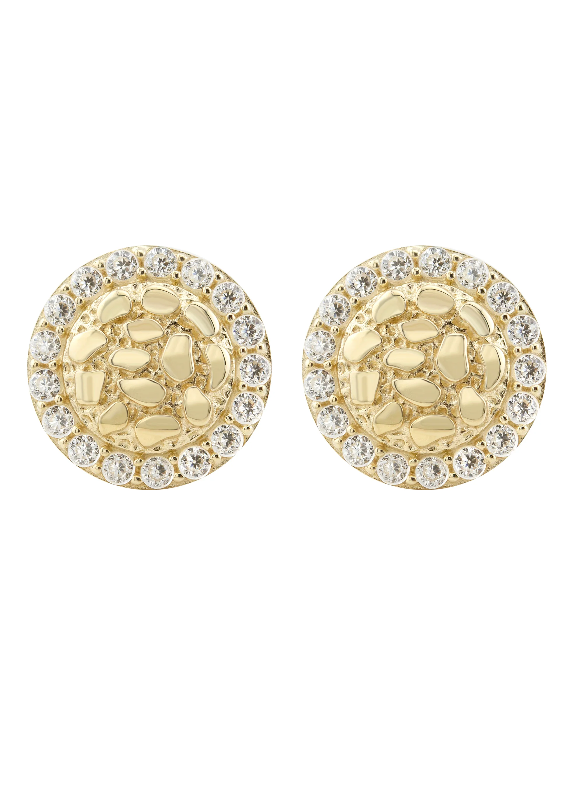 10K Gold Round Nugget Earrings | Appx 0.4 Inches Wide | Style #5