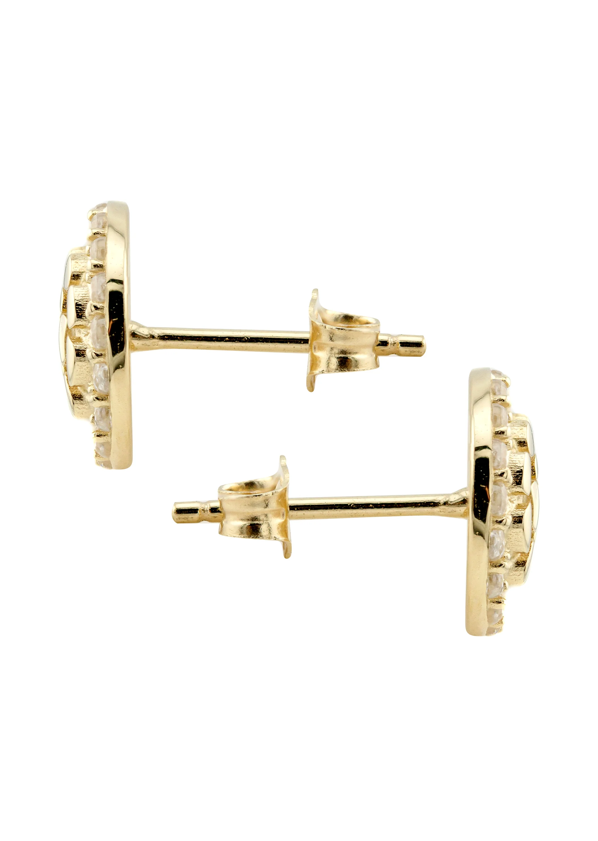 10K Gold Round Nugget Earrings | Appx 0.4 Inches Wide | Style #5 - Image 2