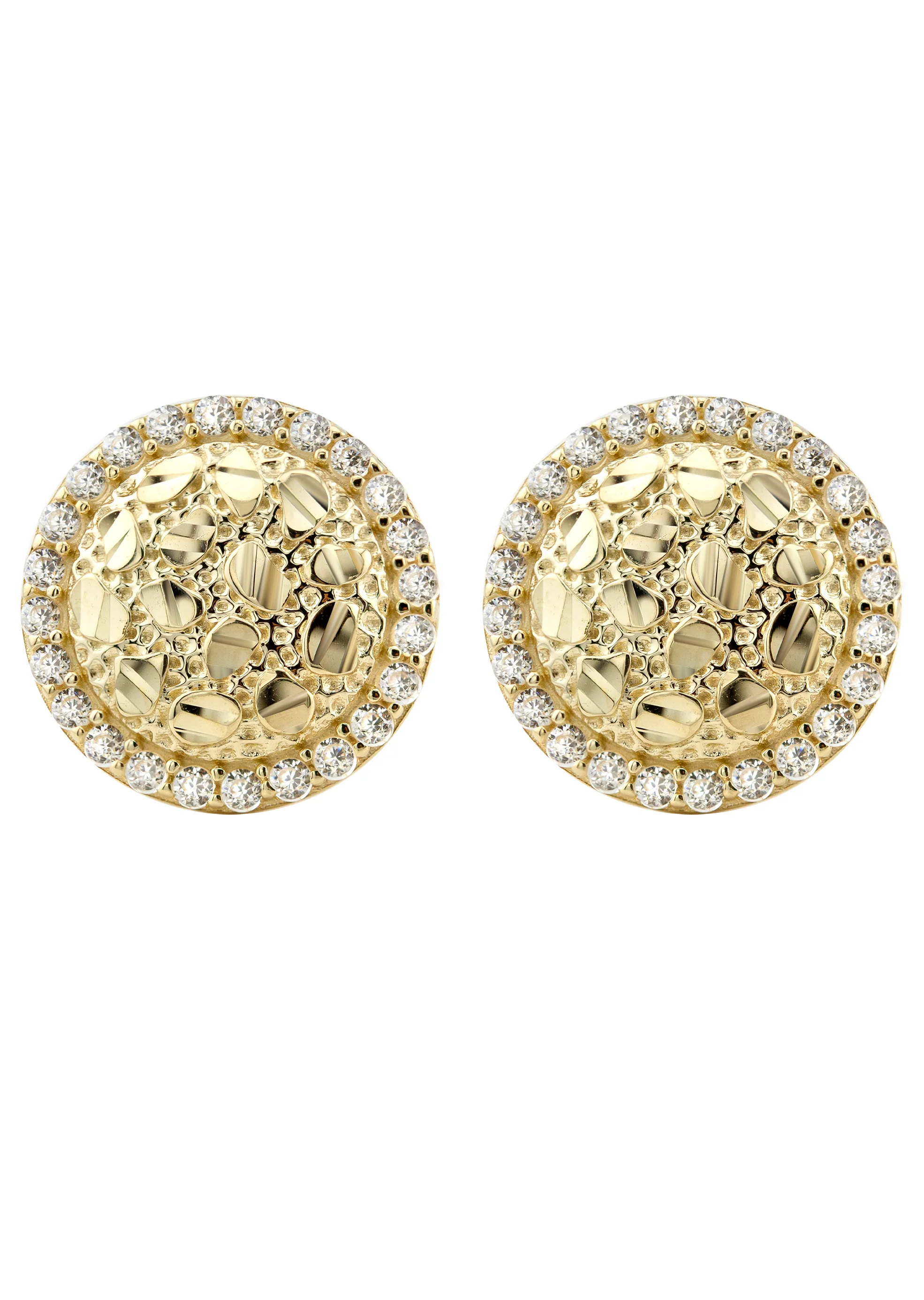 10K Gold Round Nugget Earrings | Appx 0.5 Inches Wide | Style #1