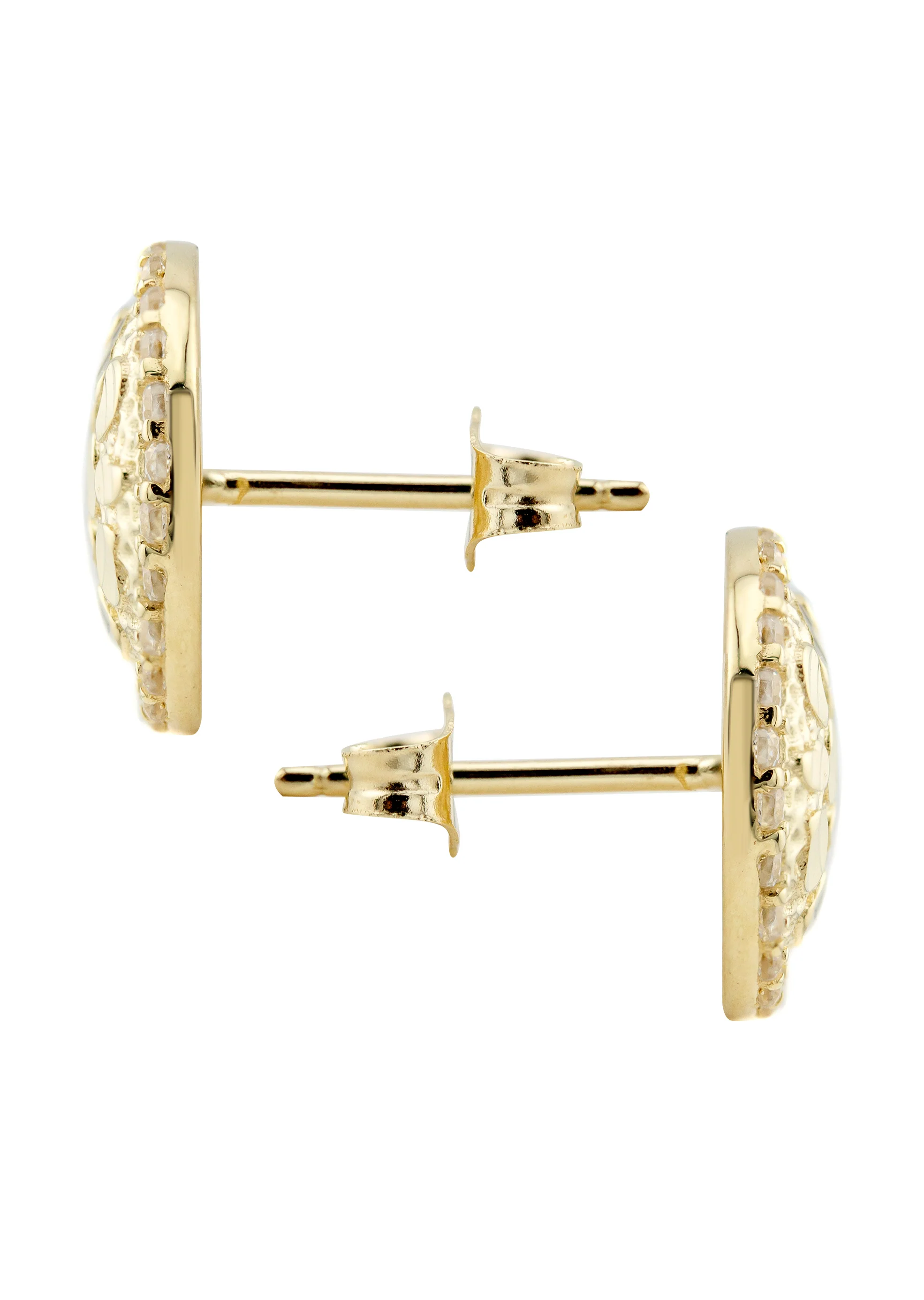 10K Gold Round Nugget Earrings | Appx 0.5 Inches Wide | Style #1 - Image 2
