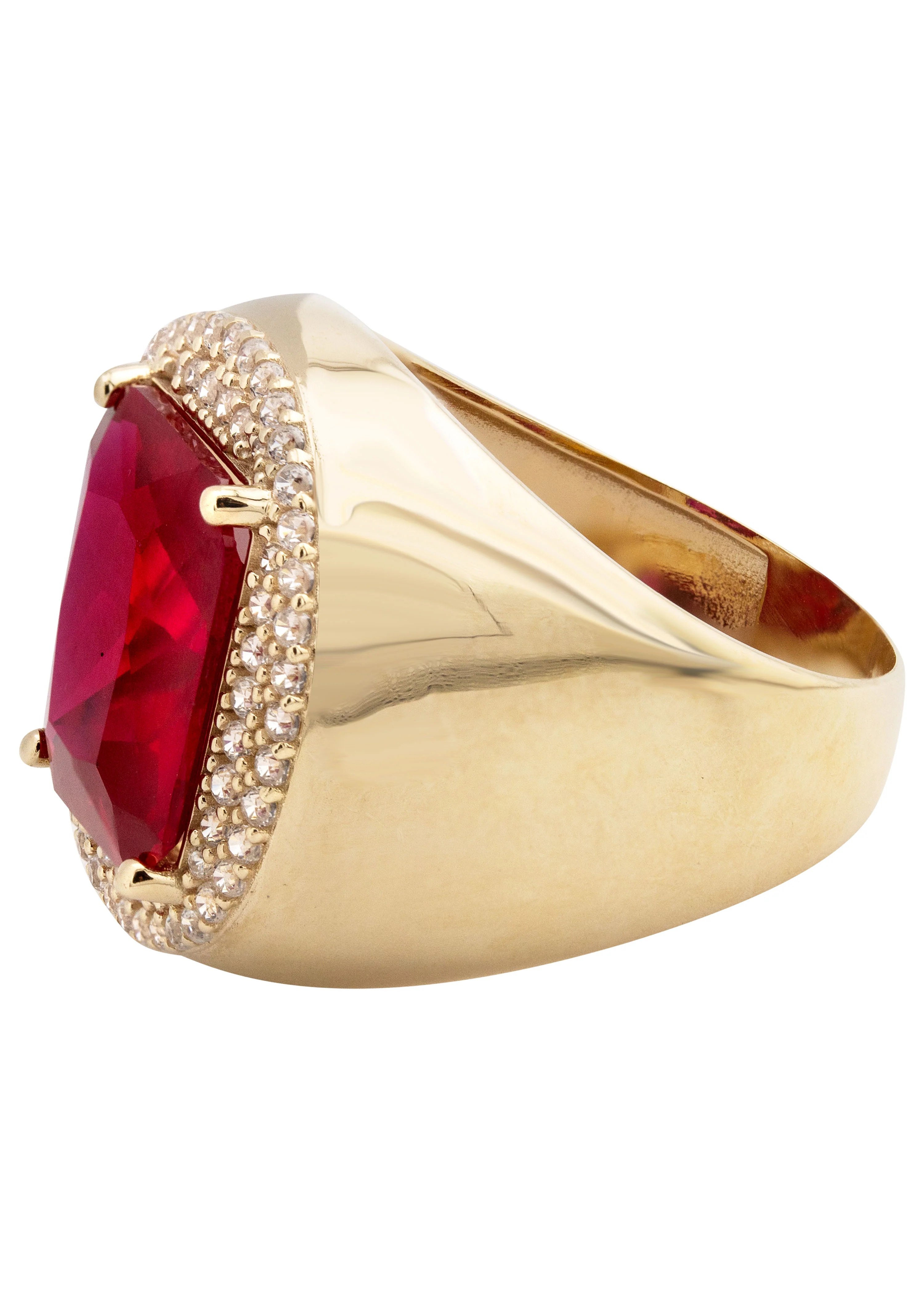 10K Gold Cz Ruby Ring For Men | 7.3 Grams - Image 2