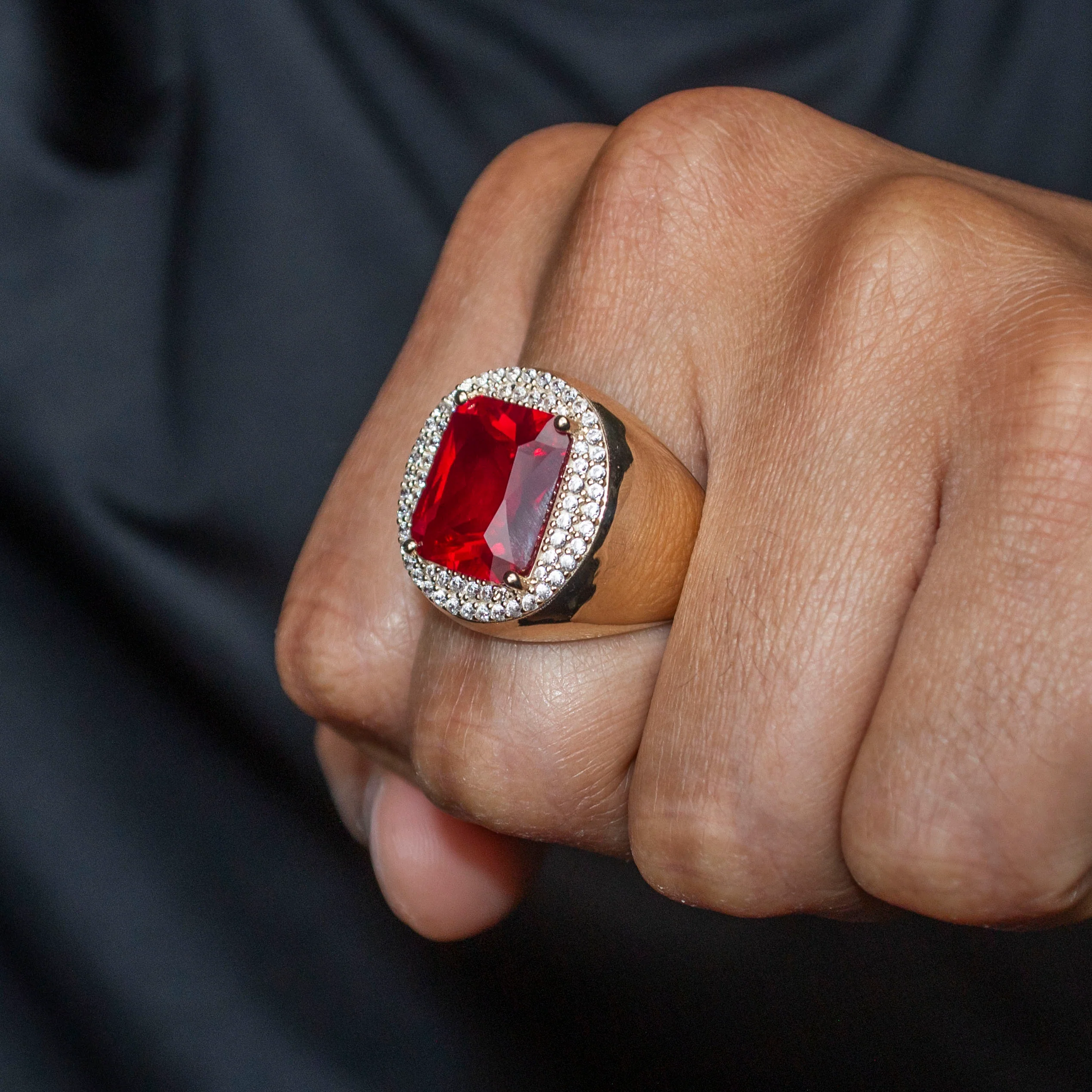 10K Gold Cz Ruby Ring For Men | 7.3 Grams - Image 4