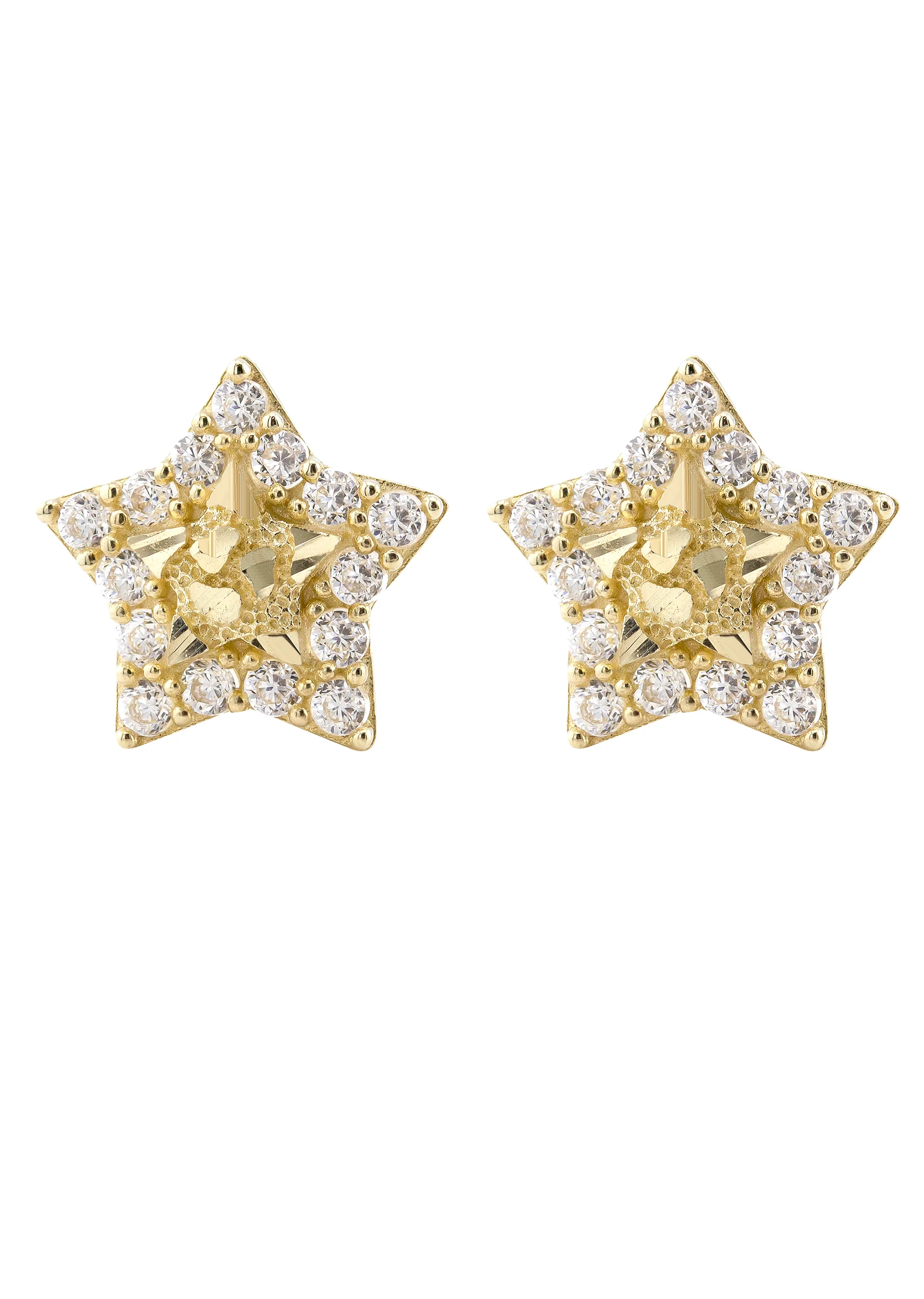 10K Gold Star Nugget Earrings | Appx 0.3 Inches Wide | Style #85