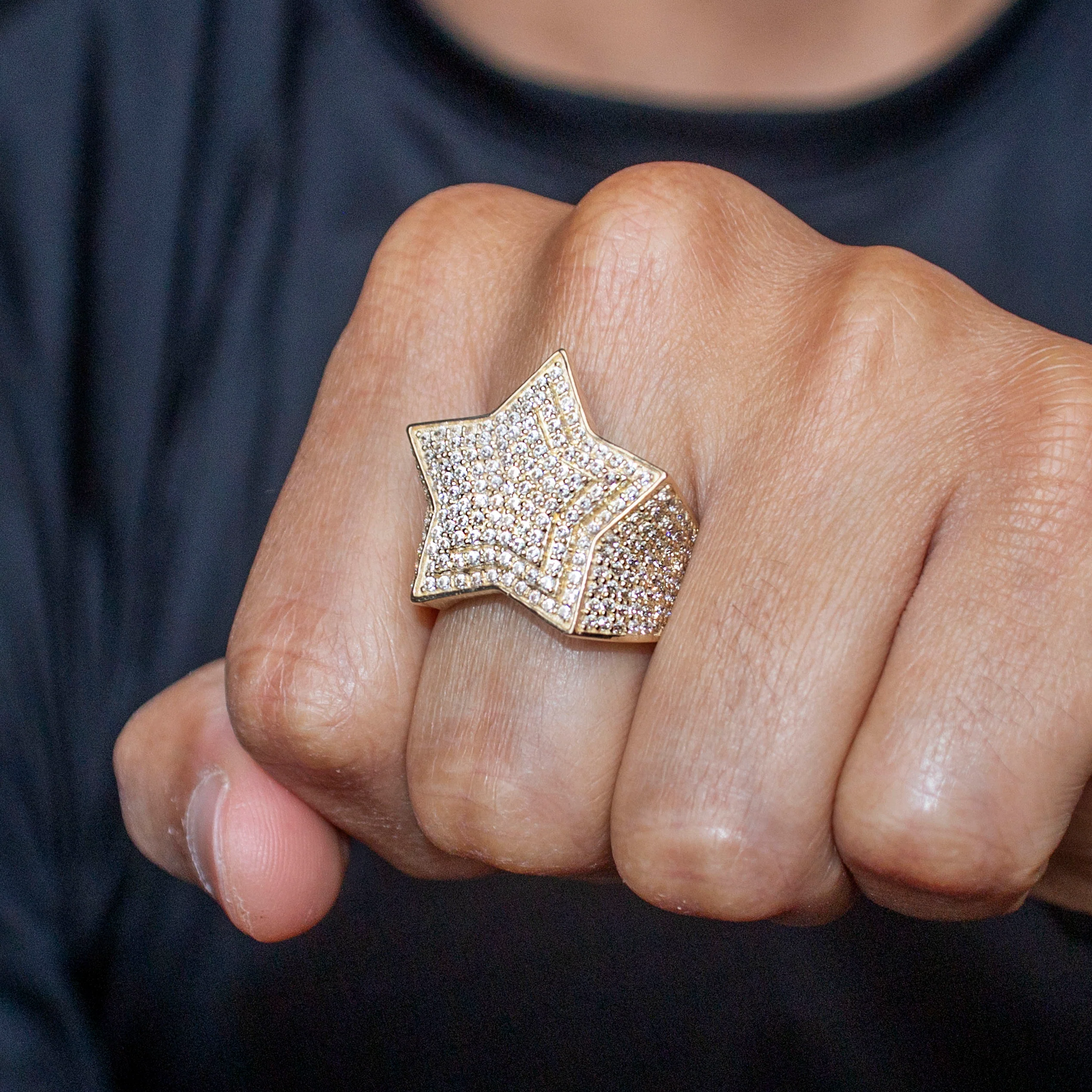 10K Gold Cz Star Ring For Men | 10 Grams - Image 2