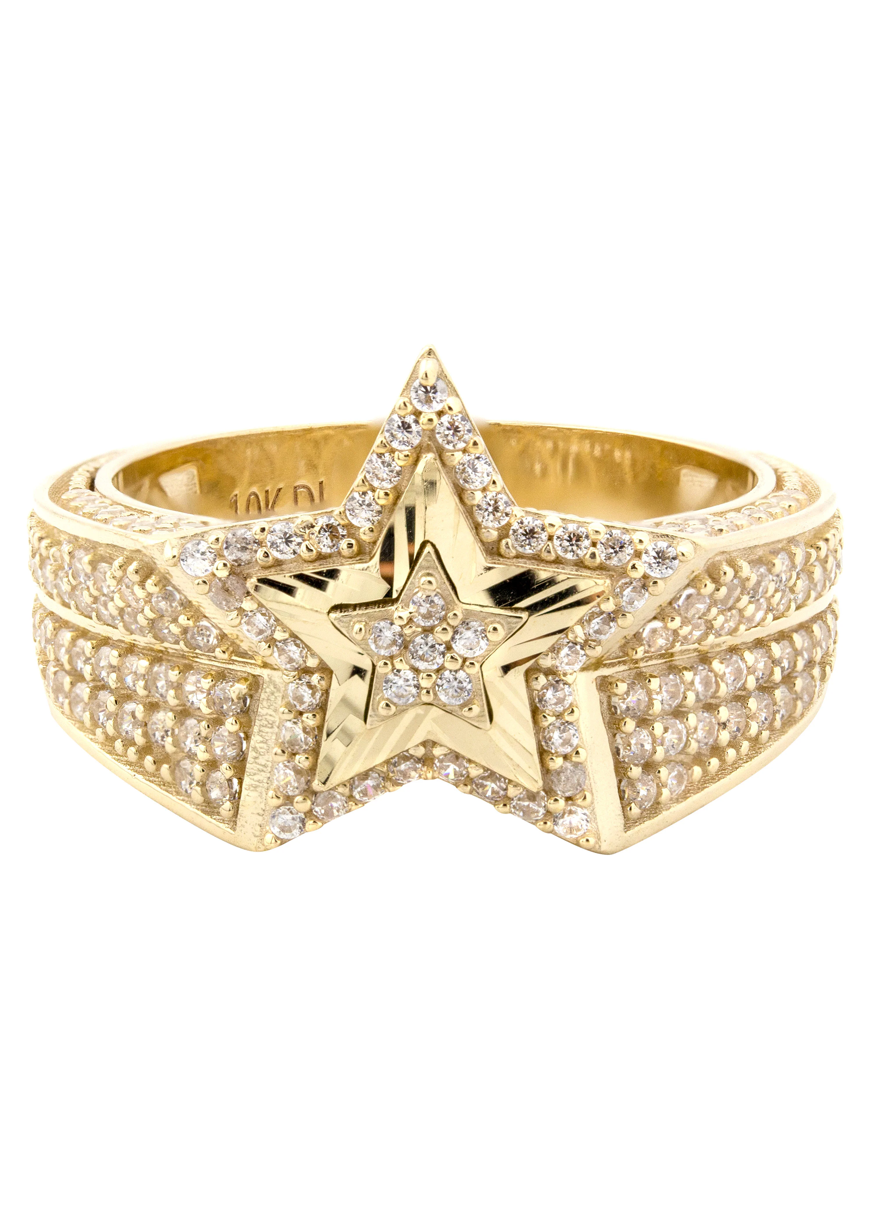 10K Gold Cz Star Ring For Men | 7 Grams