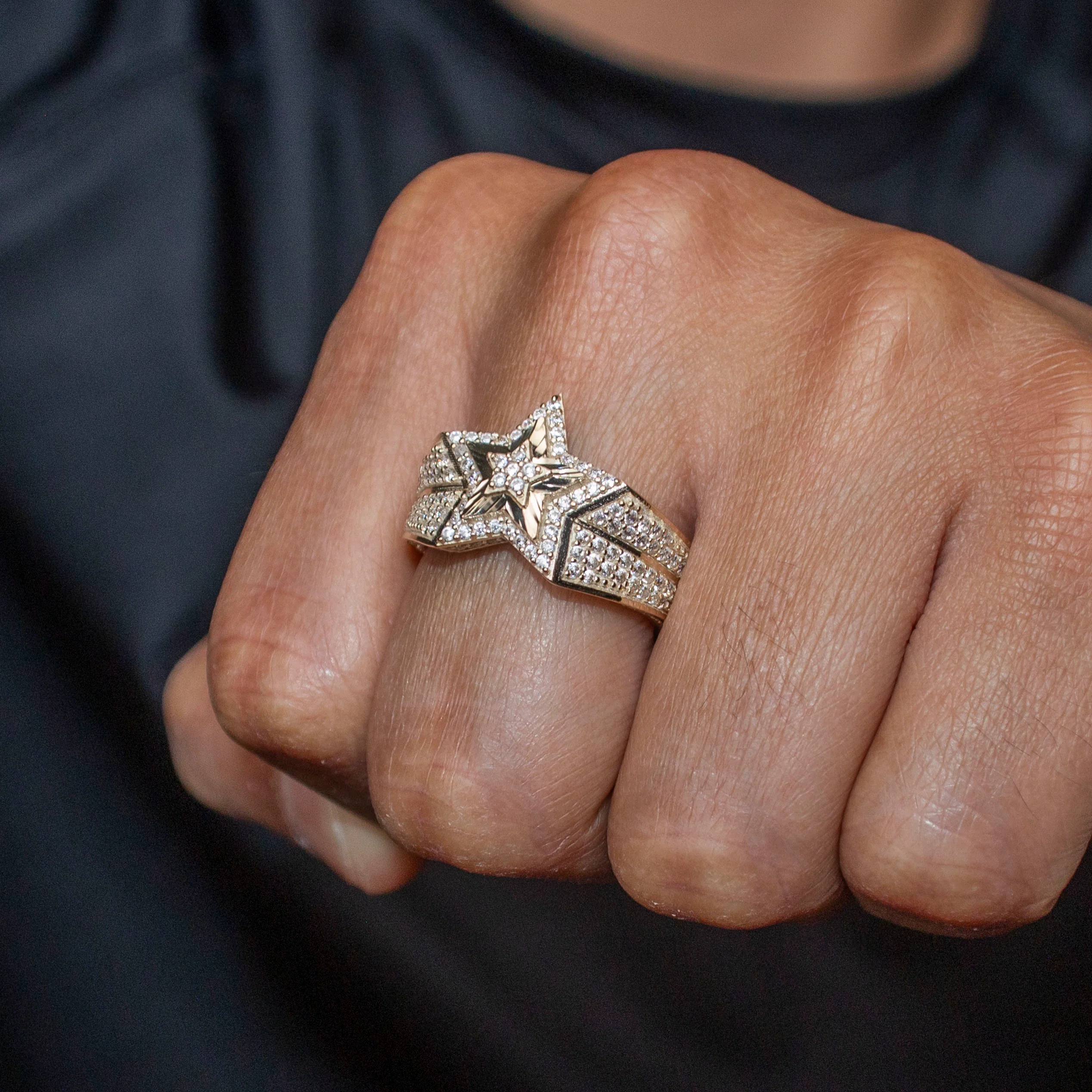 10K Gold Cz Star Ring For Men | 7 Grams - Image 2