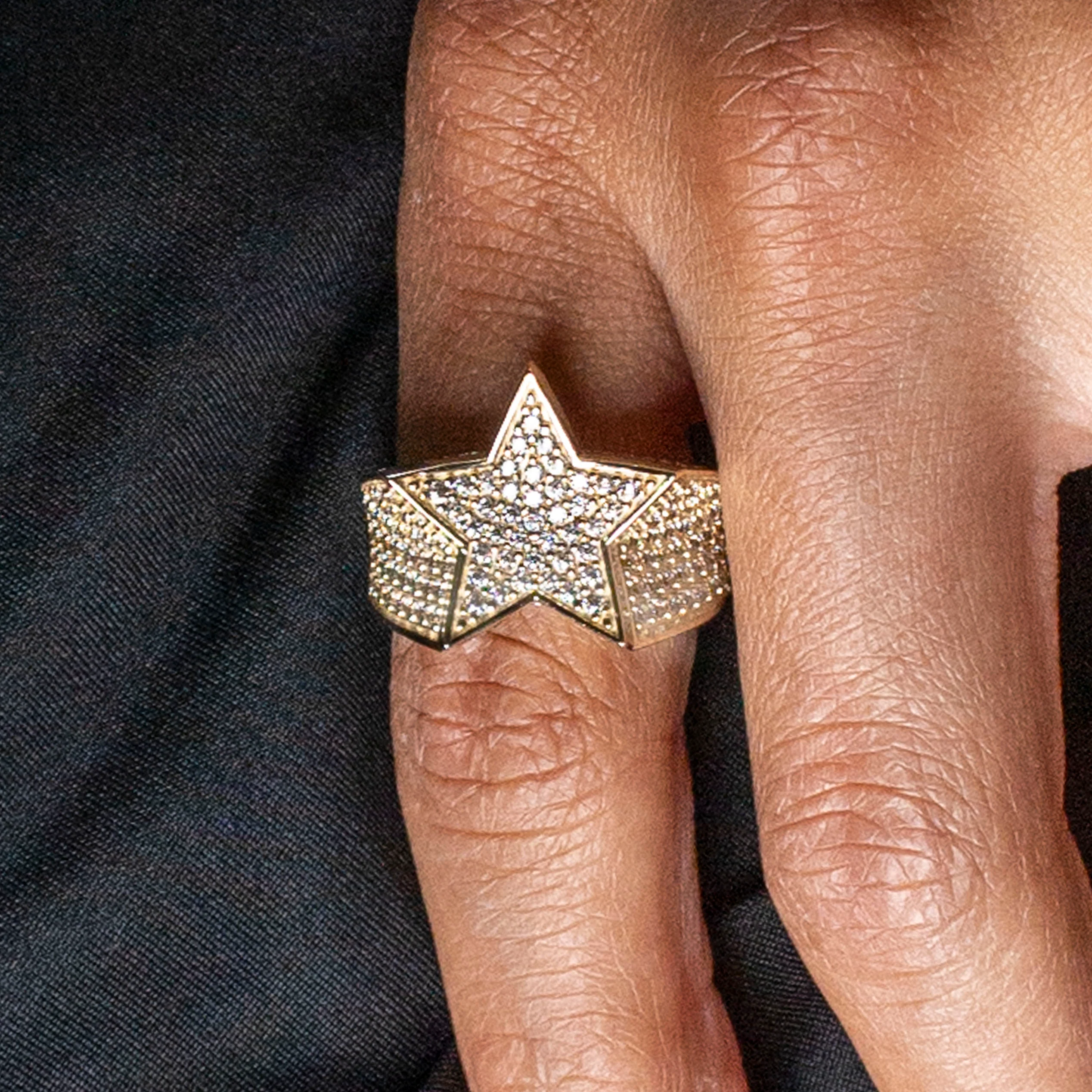10K Gold Cz Star Ring For Men | 7 Grams - Image 5
