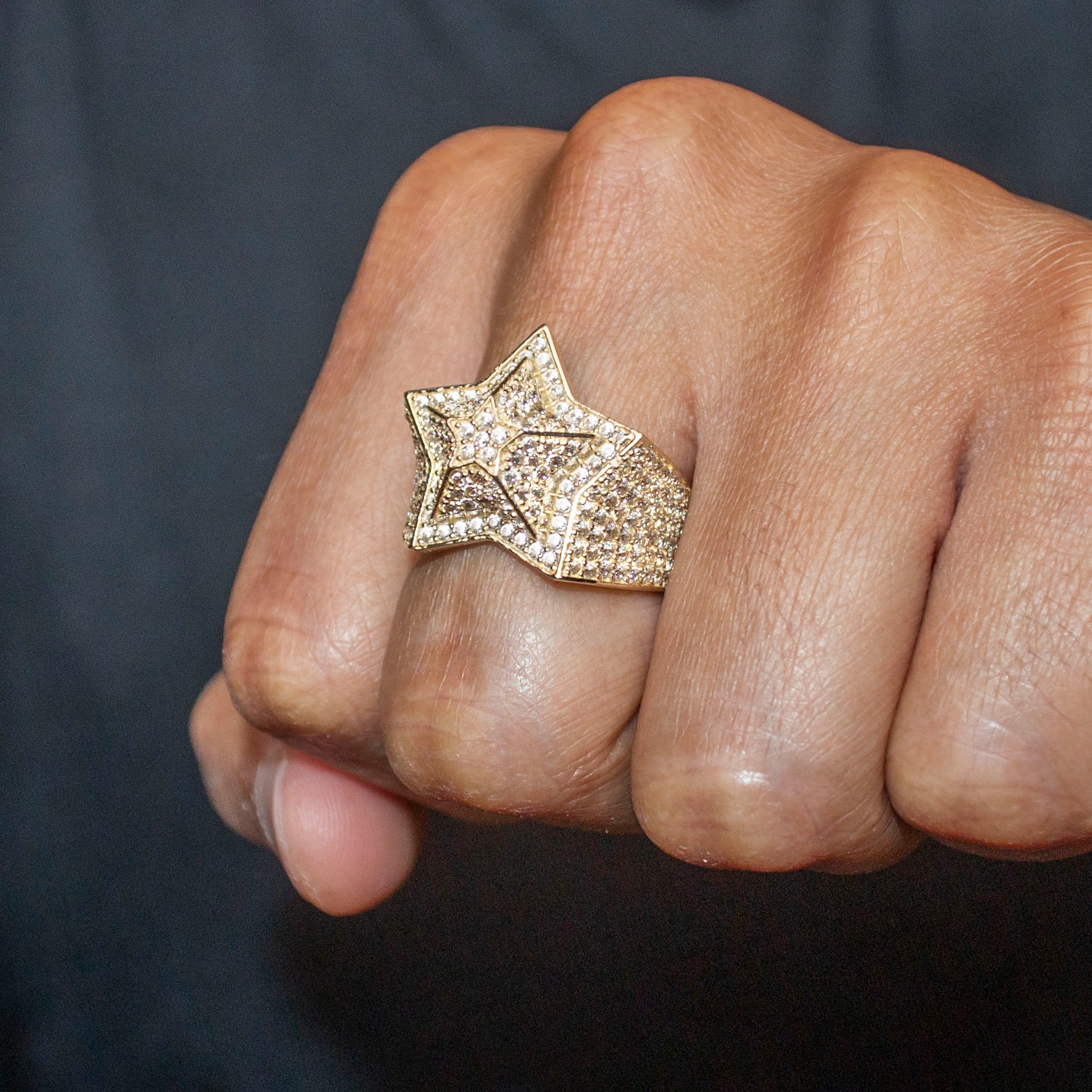10K Gold Cz Star Ring For Men | 7 Grams - Image 2