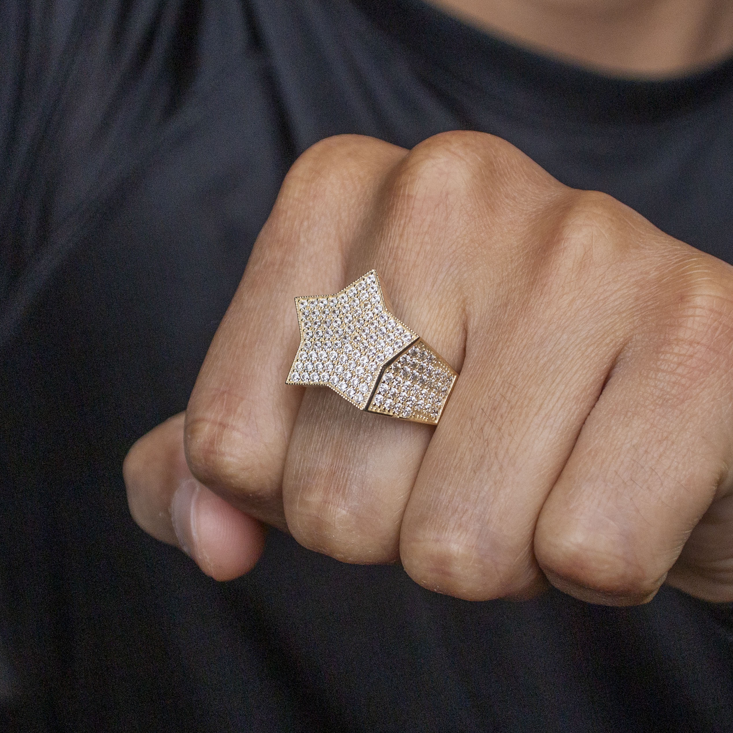 10K Gold Cz Star Ring For Men | 7 Grams - Image 4