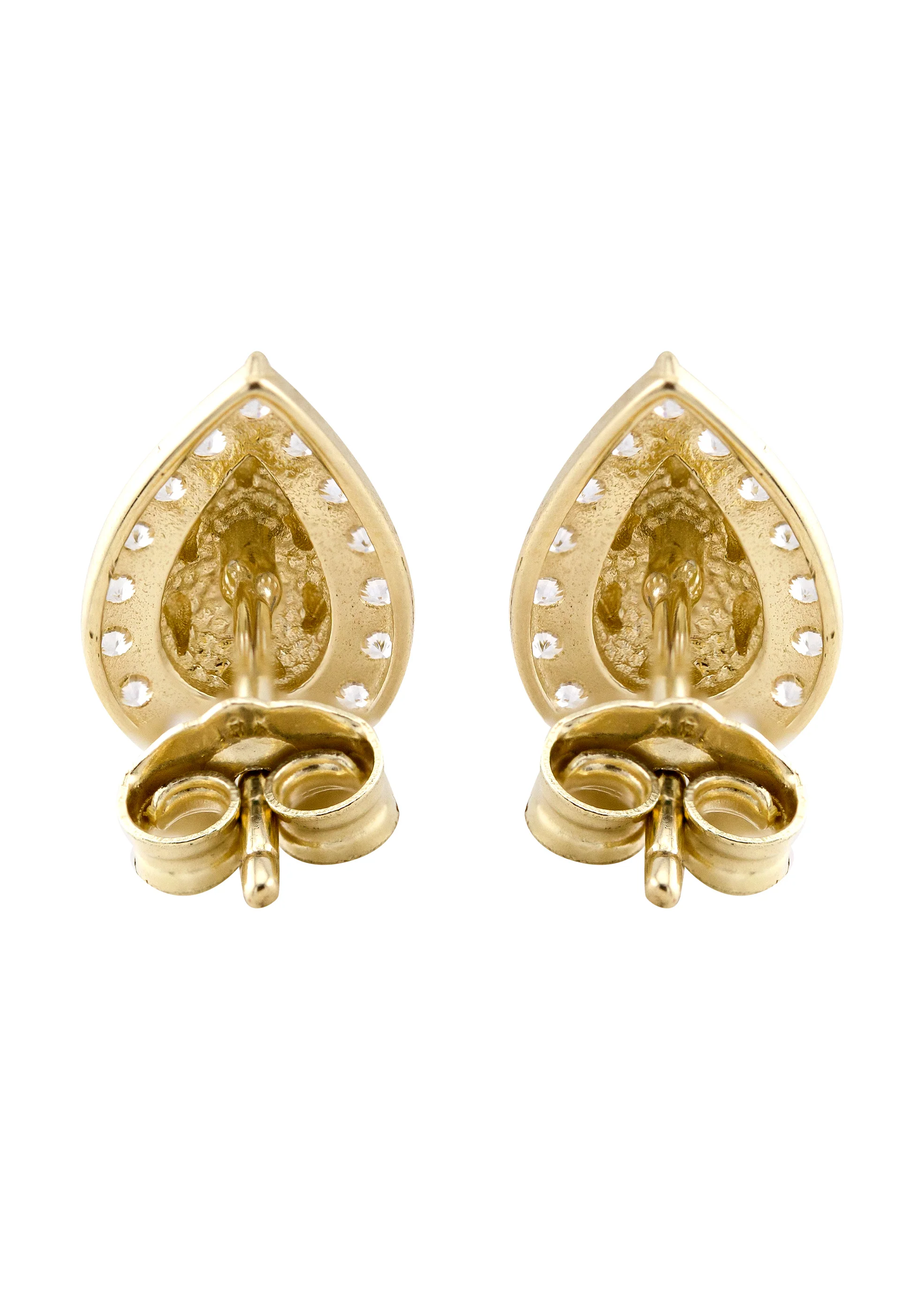 10K Gold Tear Drop Nugget Earrings | Appx 0.3 Inches Wide | Style #53 - Image 3