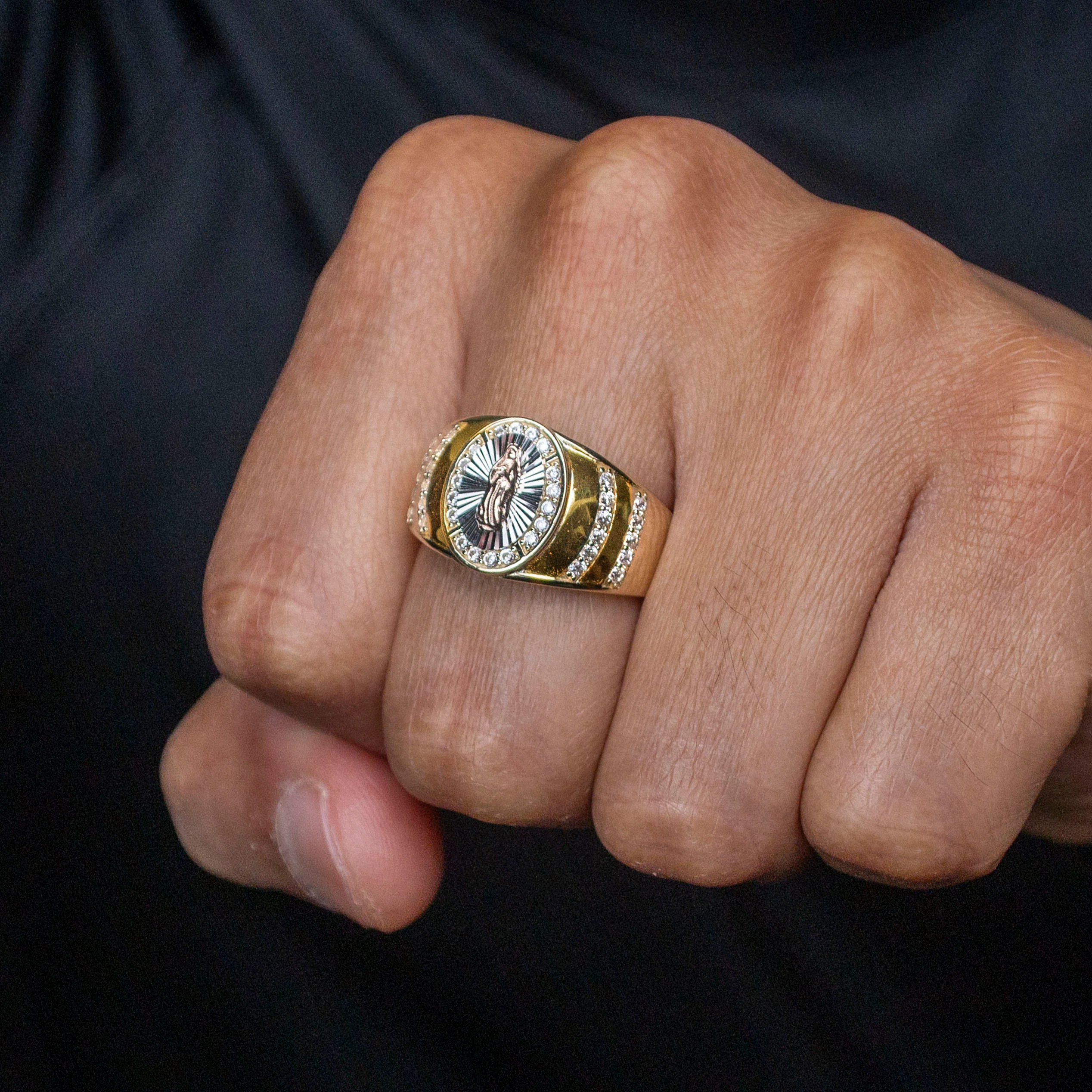 10K Gold Cz Virgin Mary Ring For Men | 6 Grams - Image 2
