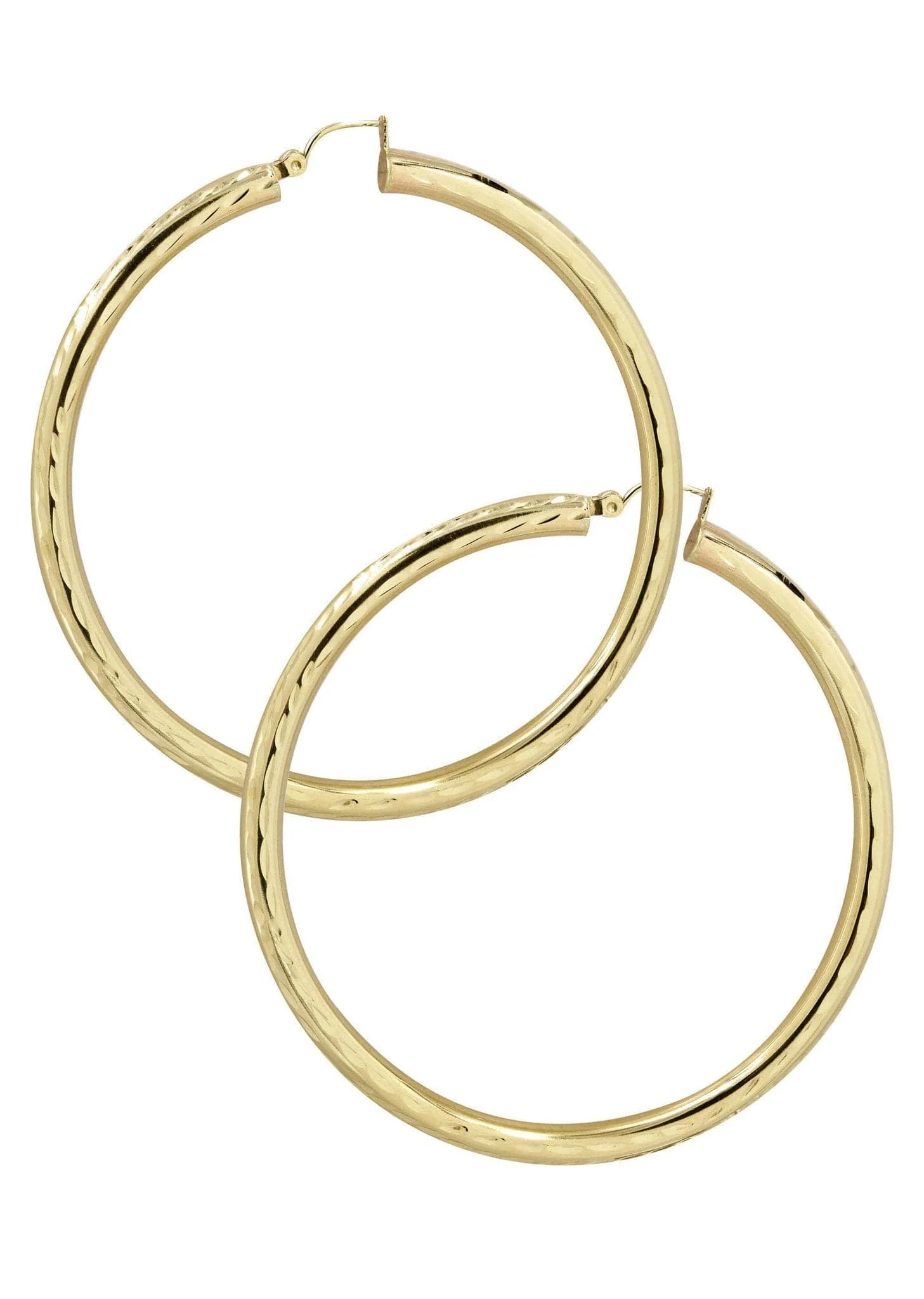 10K Gold Diamond Cut Hoop Earrings | Customizable Size - Image 2