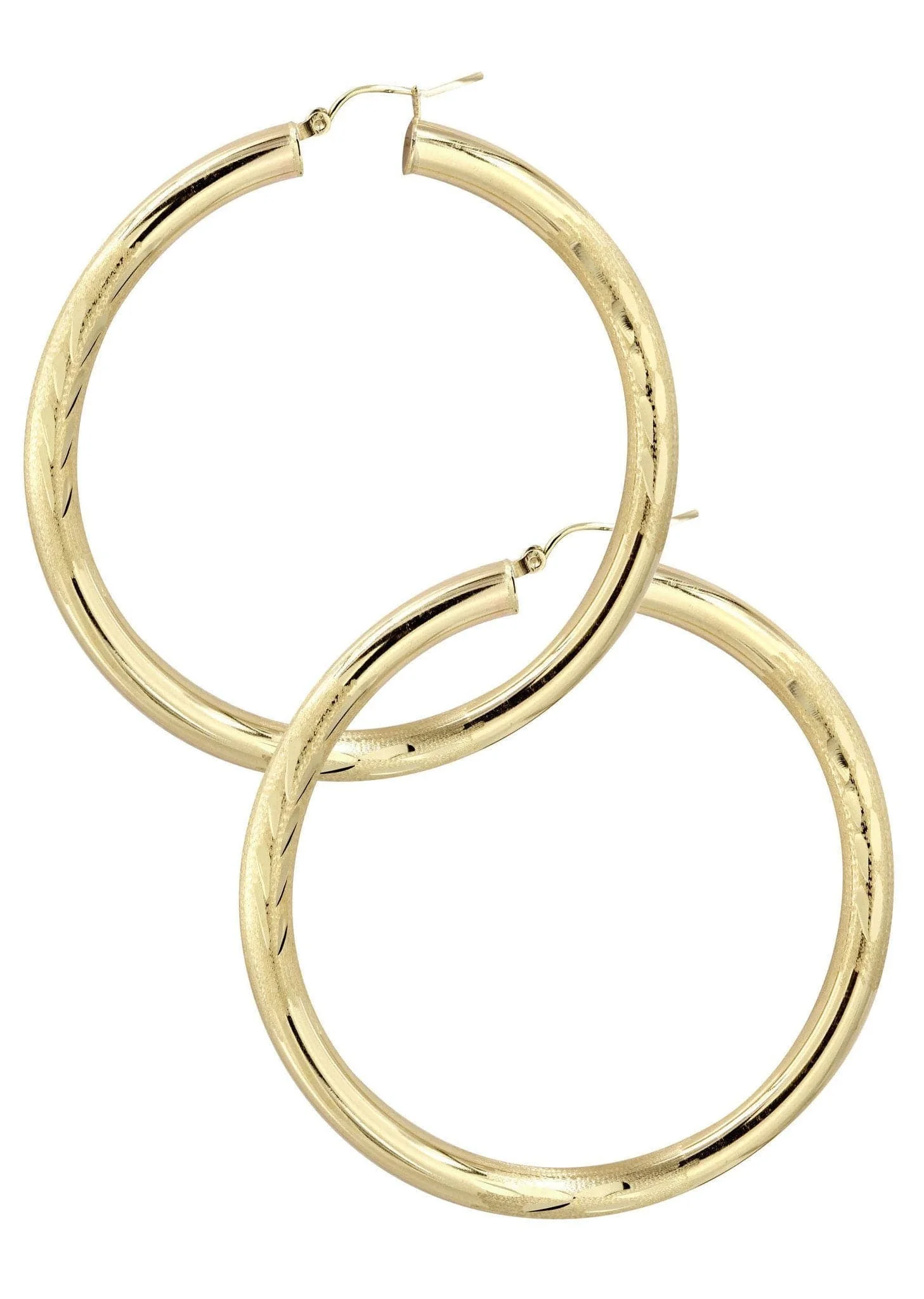 10K Gold Diamond Cut Hoop Earrings | Customizable Size - Image 2