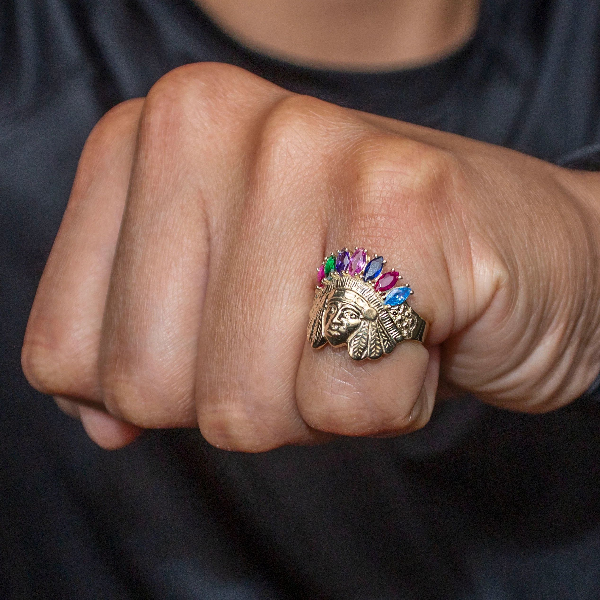 10K Gold Indian Chief Ring For Men | 2.3 Grams - Image 4