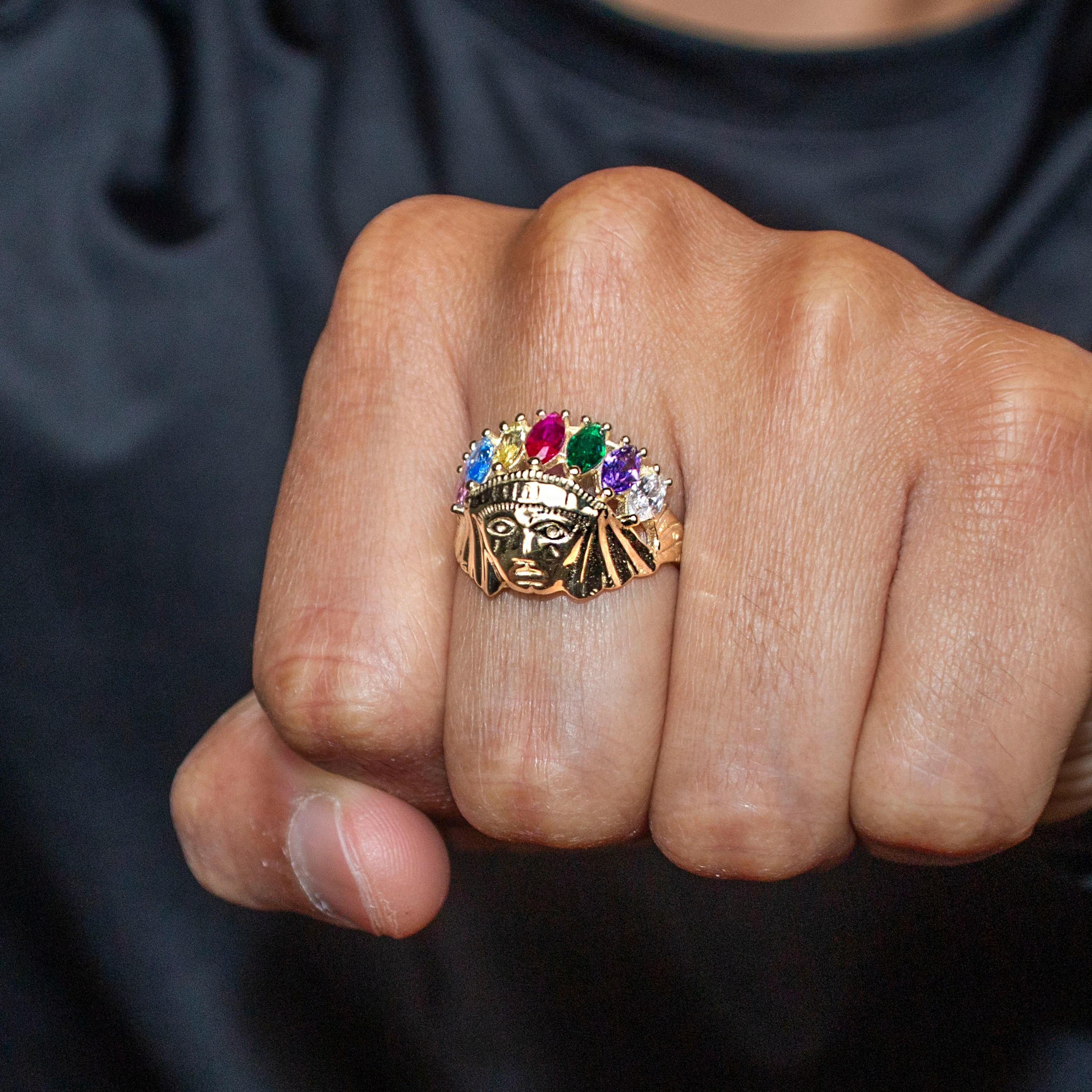 10K Gold Indian Chief Ring For Men | 6 Grams - Image 2