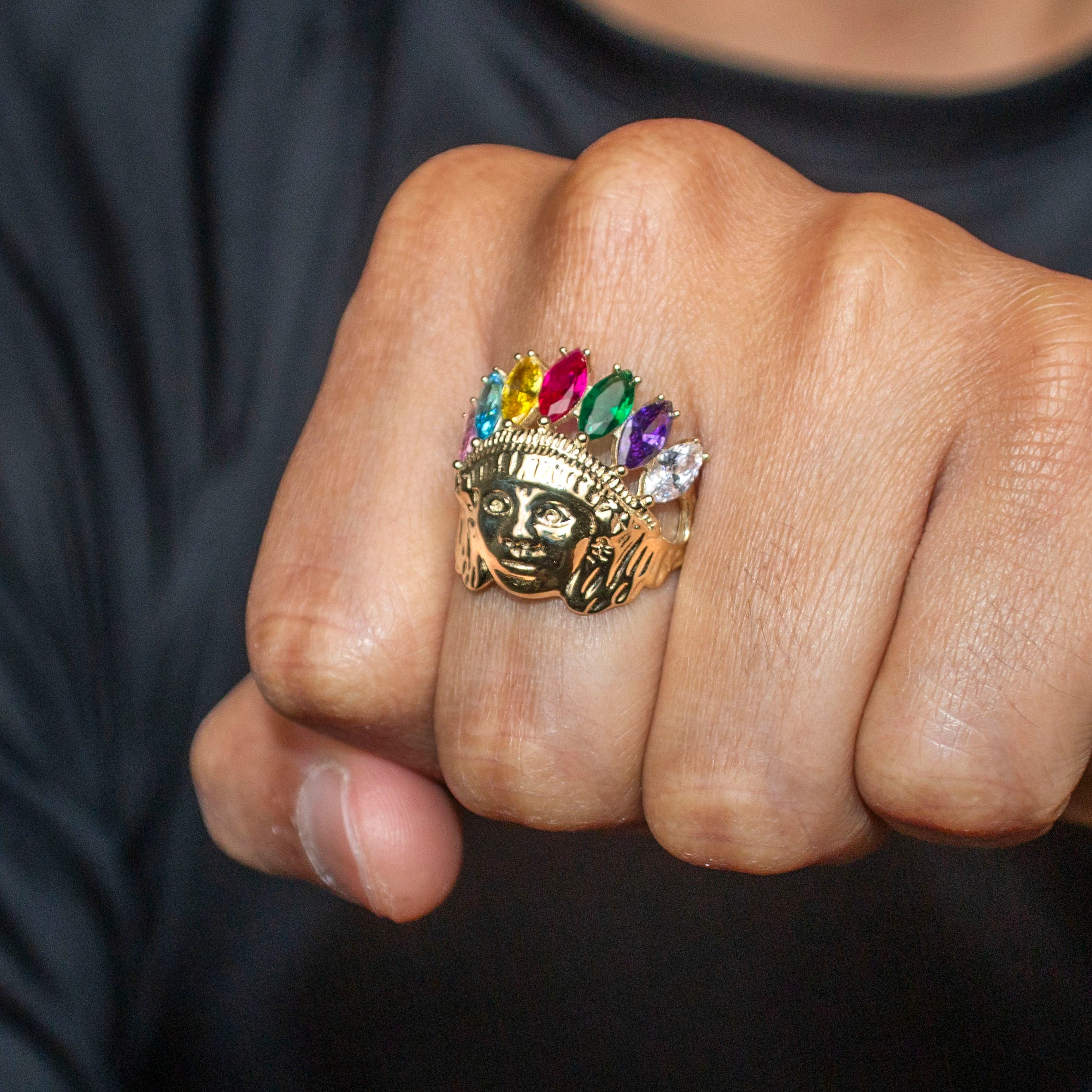 10K Gold Indian Chief Ring For Men | 7.7 Grams - Image 4