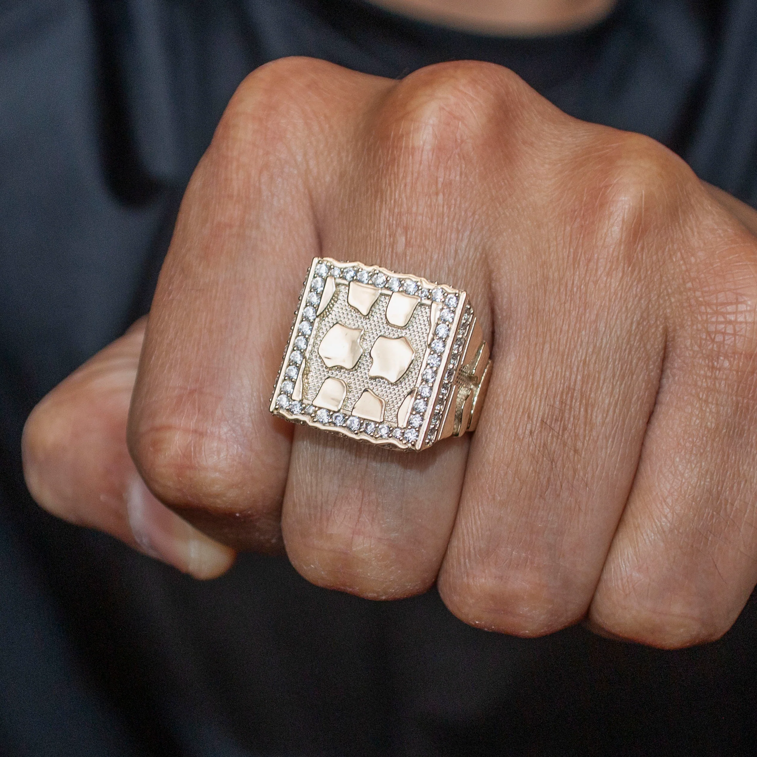 10K Gold Cz Nugget Ring For Men | 6 Grams - Image 4