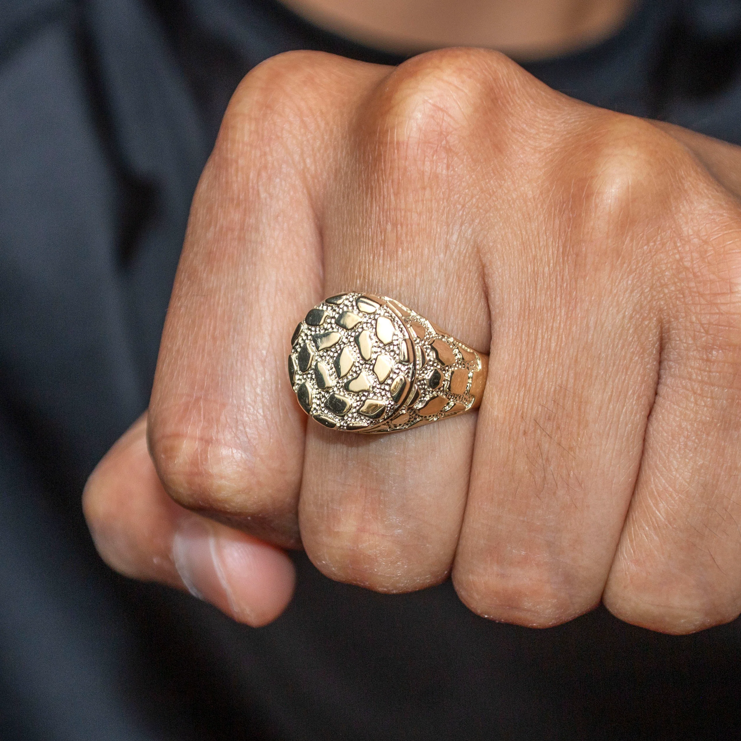 10K Gold Nugget Ring For Men | 3 Grams - Image 2